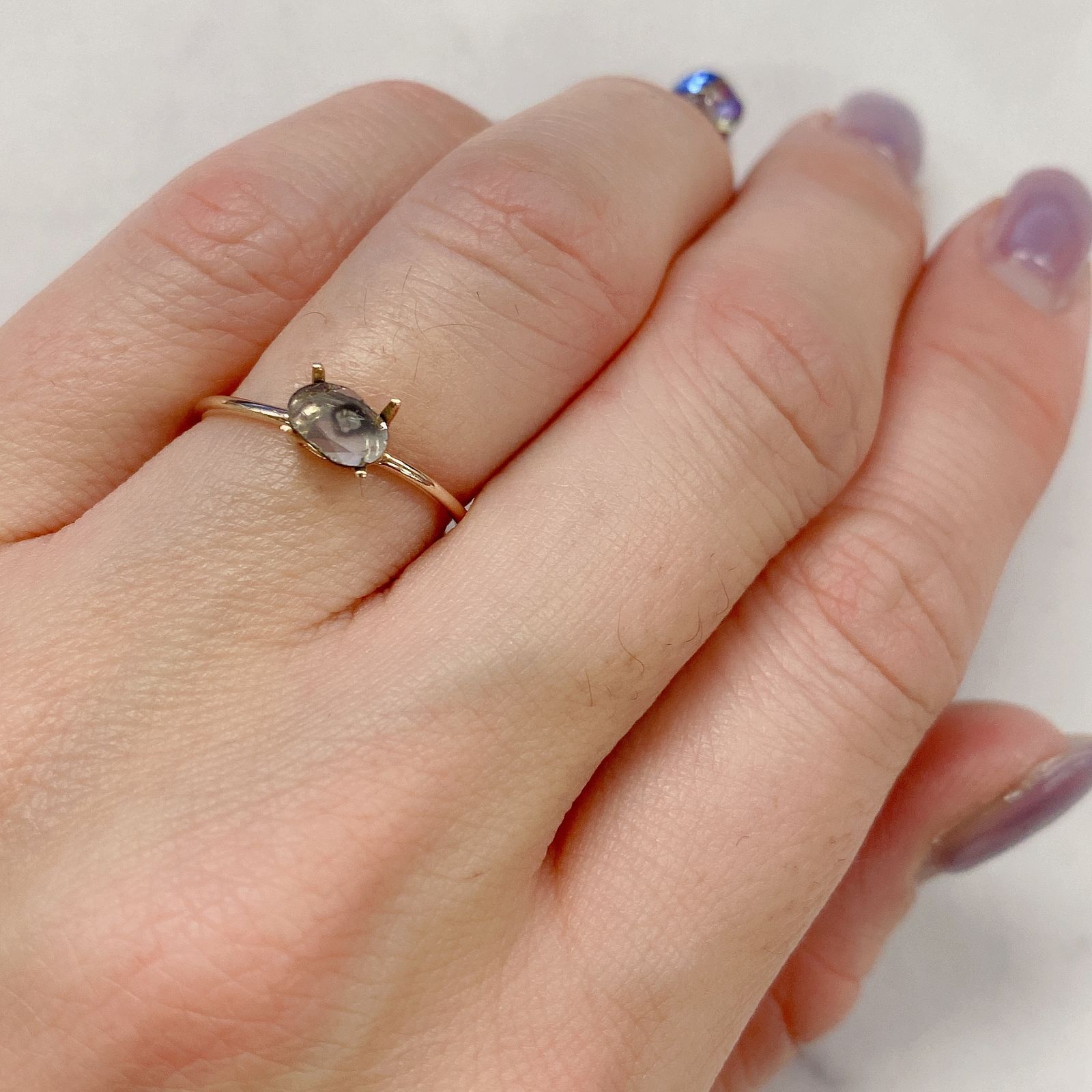 スライスカットダイヤモンド(宝石名ダイアモンド) 南アフリカ産 0.14ct 識別済[20106574]5.7×4.3mm前後