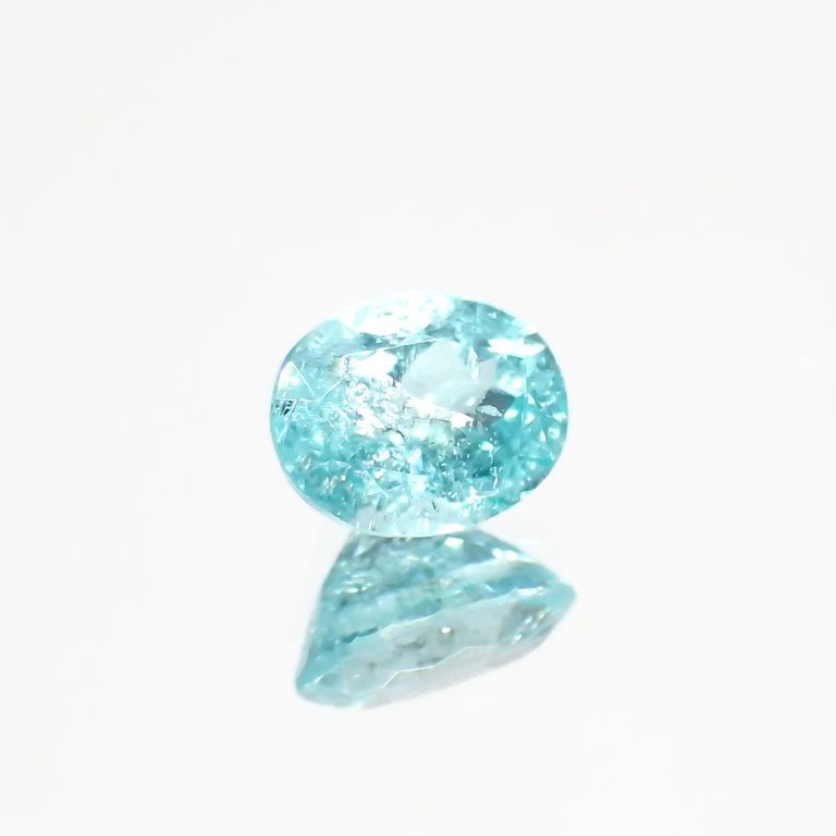 パライバトルマリン(宝石名トルマリン/別名パライバ・トルマリン)ブラジル・キントス鉱山産 0.362ct ソ付(宝貴協)[221018741]4.9x3.9mm前後