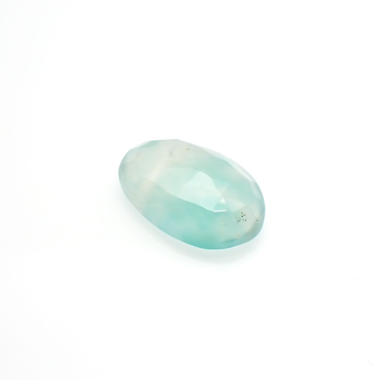 ◇フリーフォーム・ローズカット◇アクアプレーズ(宝石名ブルー グリーン・カルセドニー)南アフリカ産 4.23ct 識別済[230421889]14.1x9.5mm前後