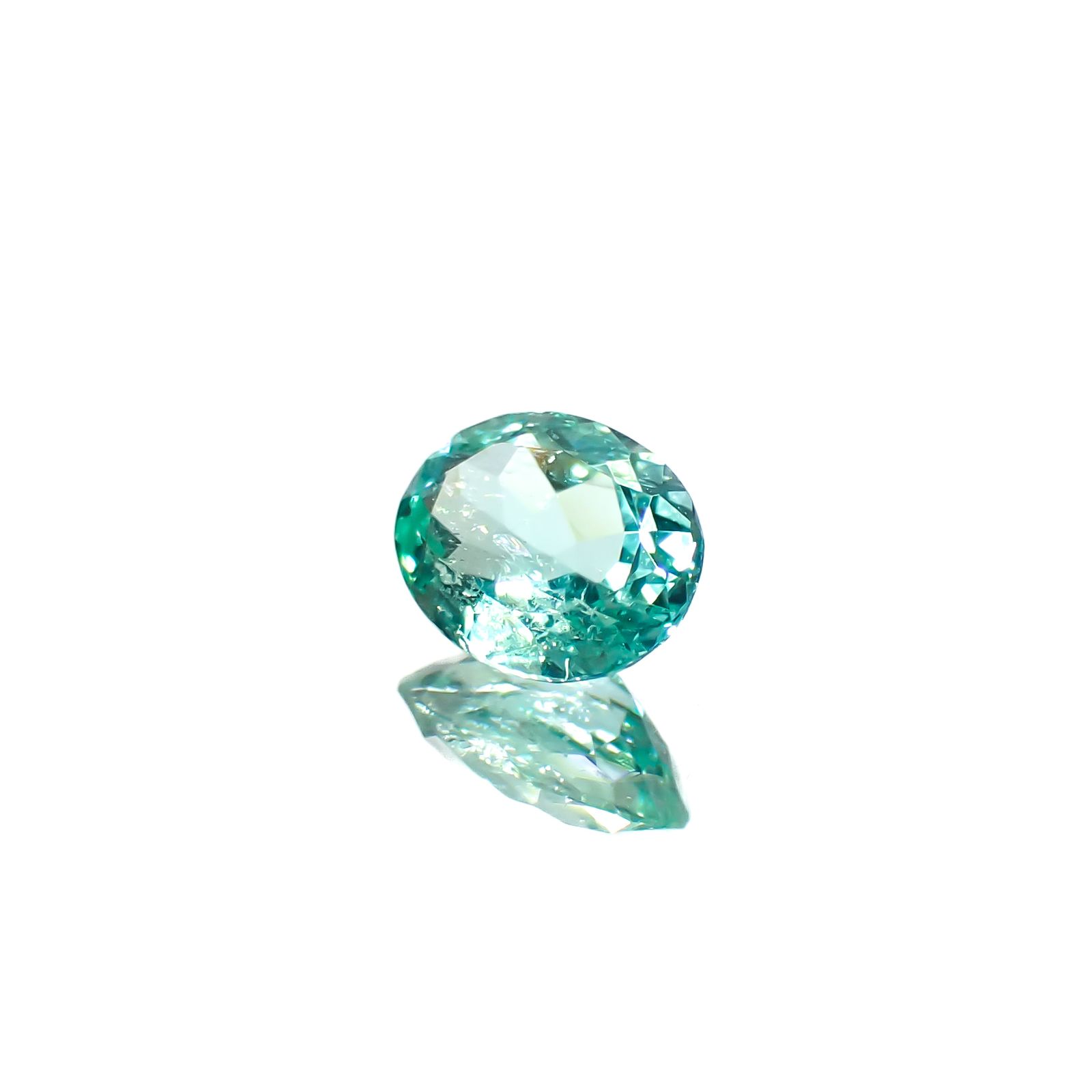 パライバトルマリン(宝石名トルマリン/別名パライバ・トルマリン)ブラジル・キントス鉱山産 0.42ct 識別済[240928719]5.7x4.3mm前後