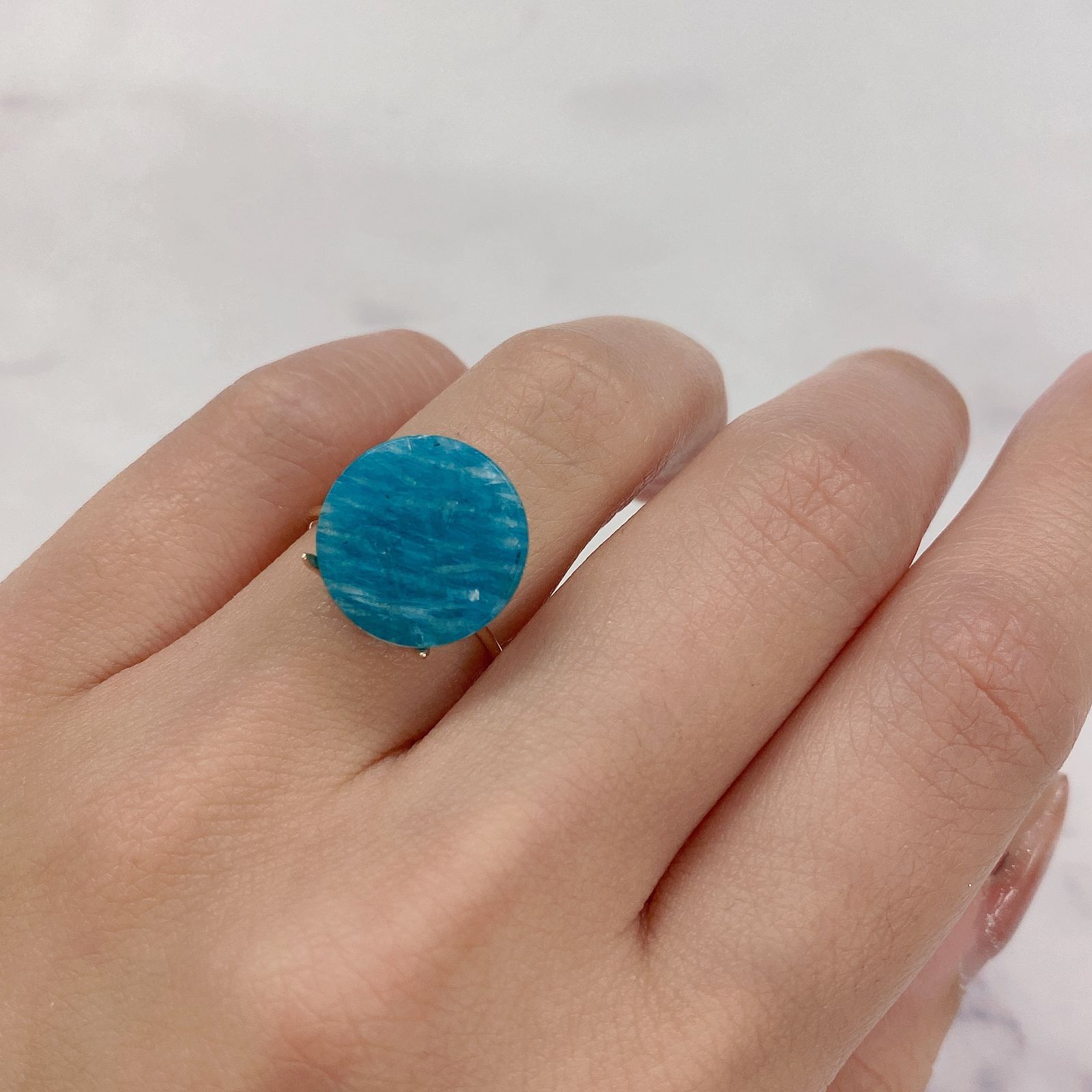 マトリックスアマゾナイト(アマゾナイトインクォーツ/フェルドスパー) ブラジル産 5.78ct[230823089]14.1x14mm前後