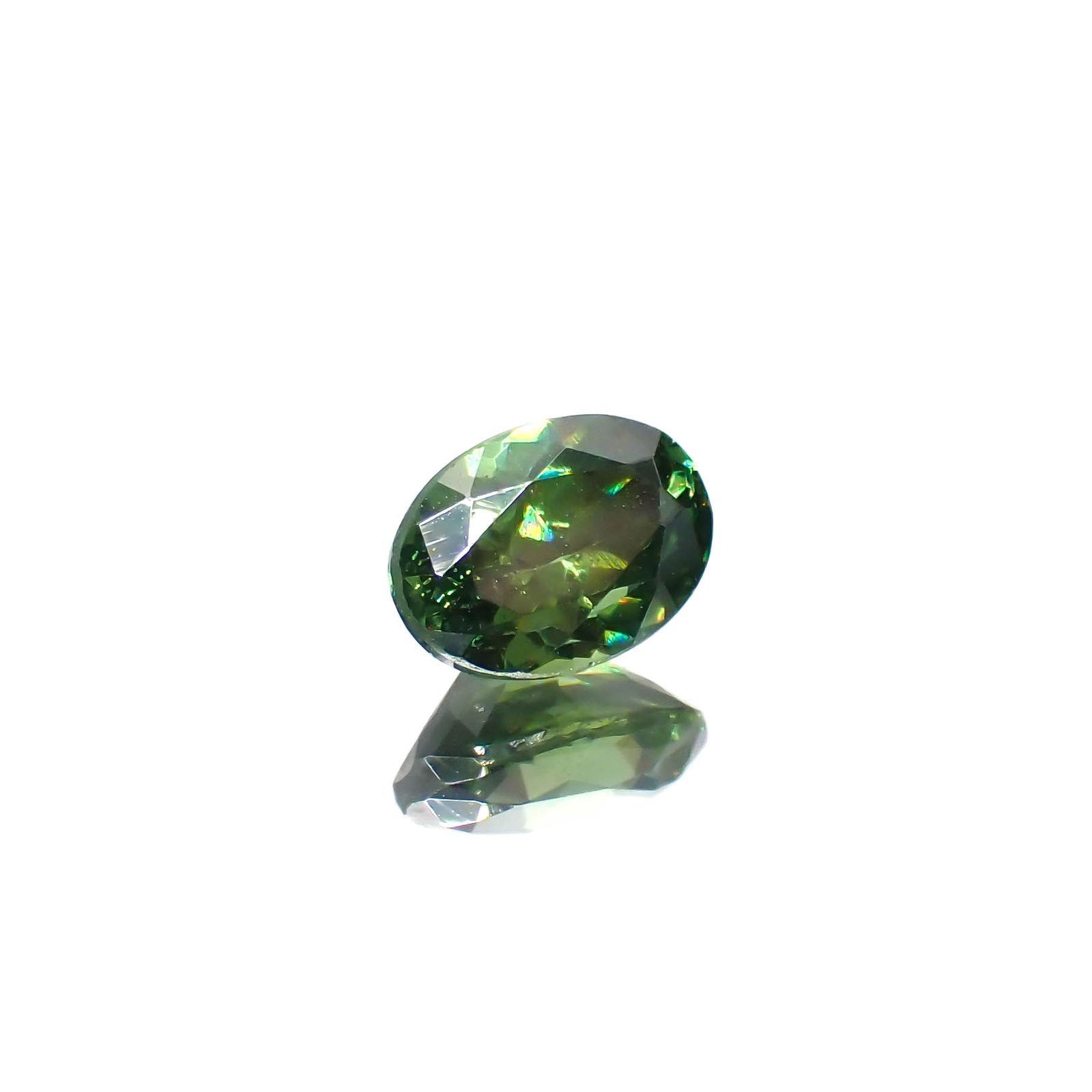 グリーンスファレライト(宝石名グリーン・スファレライト)ブルガリア産 0.907ct ソ付(彩珠)[231225082]6.4x4.6mm前後