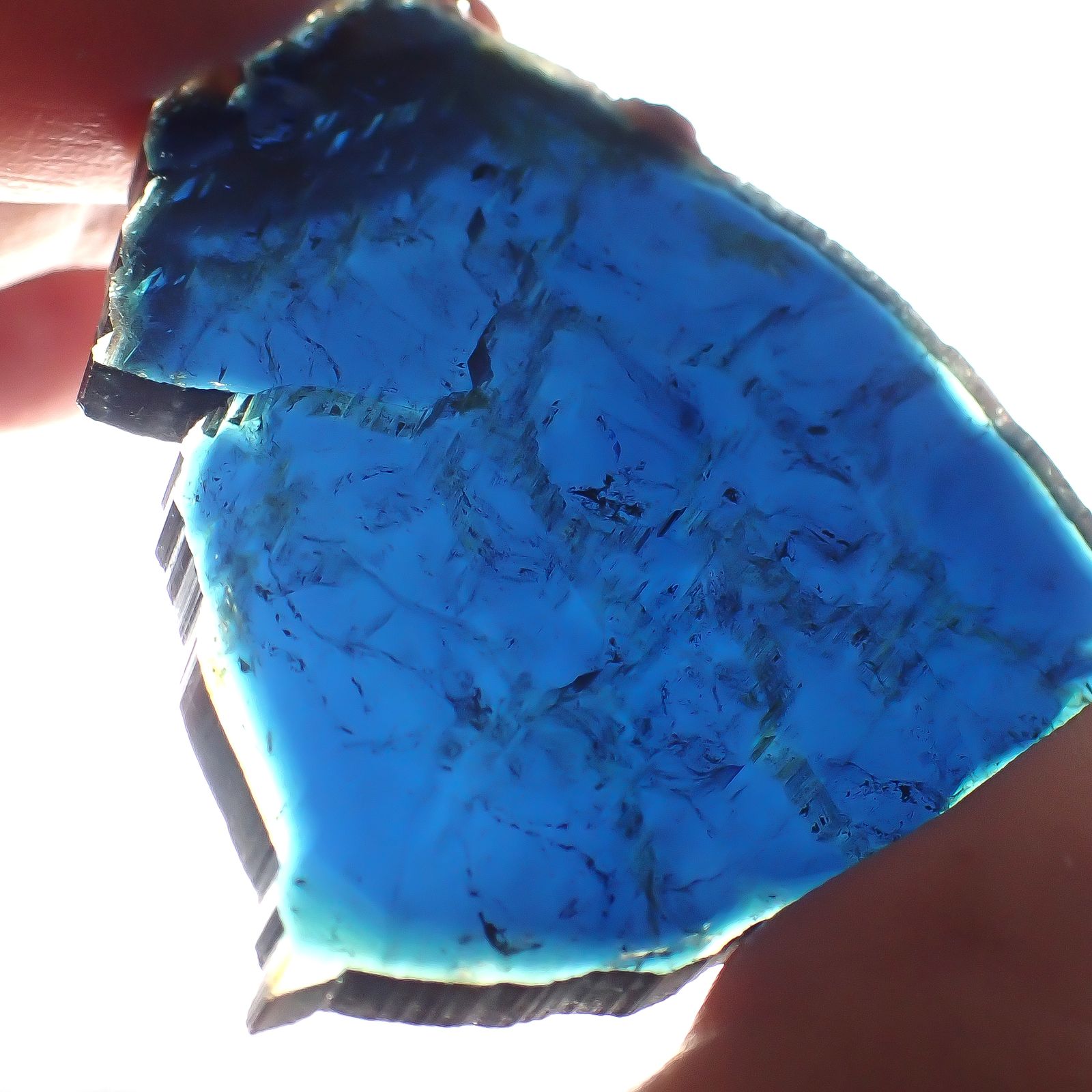 インディゴライト 原石スライス ブラジル産 87.88ct[240427271]50.5x43.7mm前後