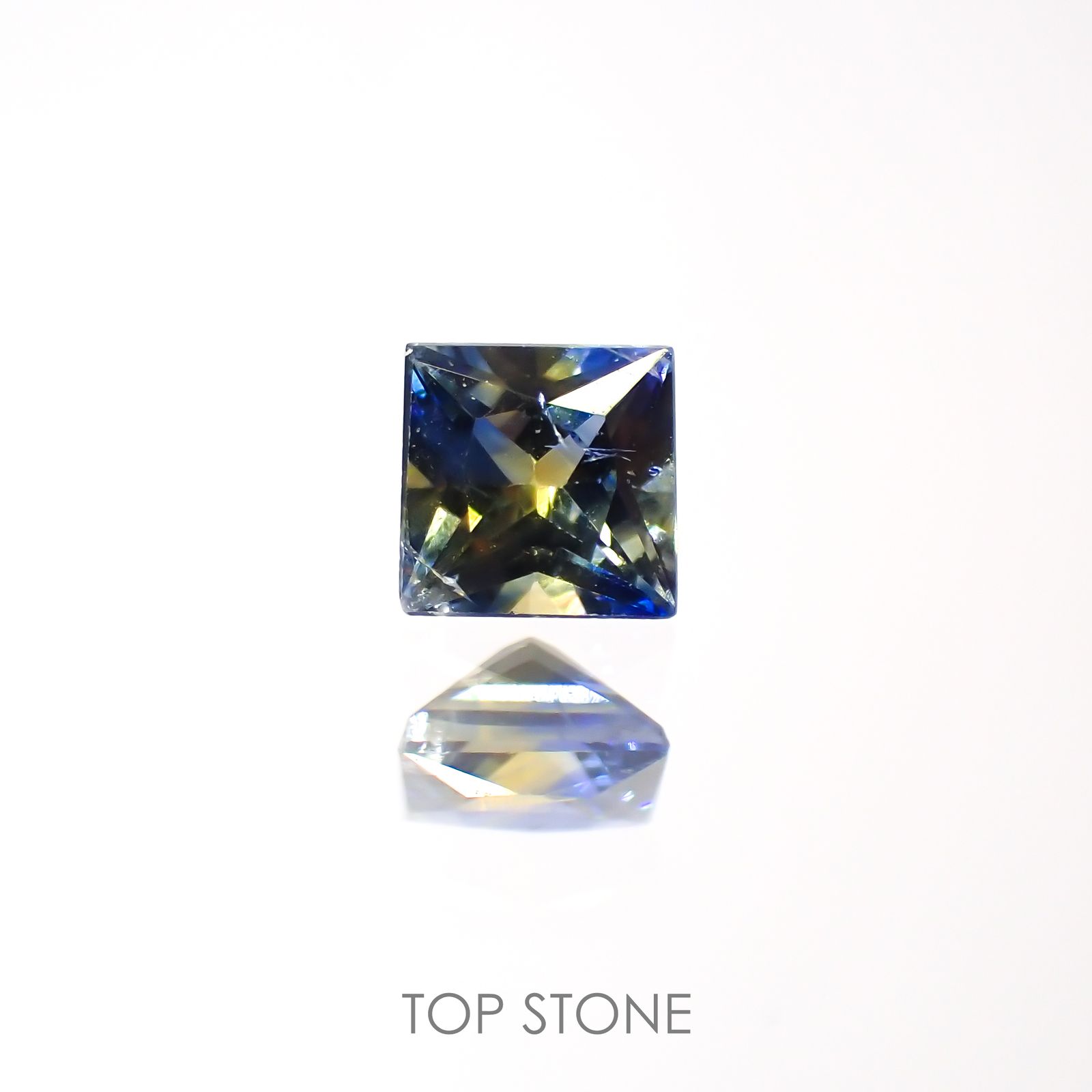 ◇プリンセスカット◇バイカラーサファイア(宝石名バイカラー・サファイア)タンザニア産 0.22ct 識別済[220113887]3.1x3.1mm前後