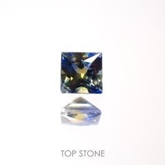 ◇プリンセスカット◇バイカラーサファイア(宝石名バイカラー・サファイア)タンザニア産 0.22ct 識別済[220113887]3.1x3.1mm前後