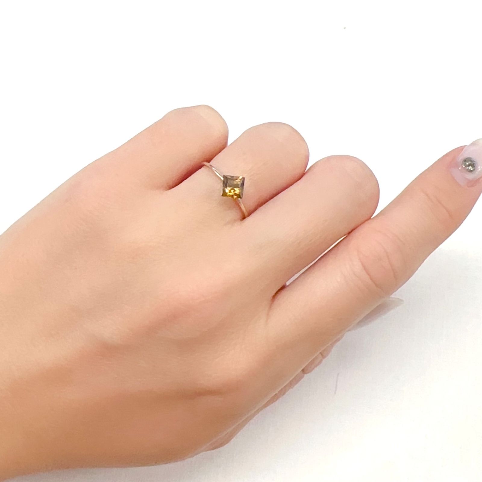 ◇プリンセスカット◇オレンジトルマリン(宝石名トルマリン)ブラジル産 0.70ct 識別済[231225190]4.9x4.9mm前後