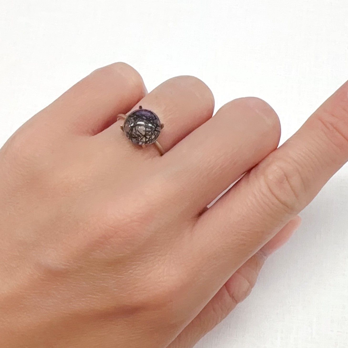 ブラックトルマリンインクォーツ ブラジル産 3.81ct[240427053]10x10mm前後
