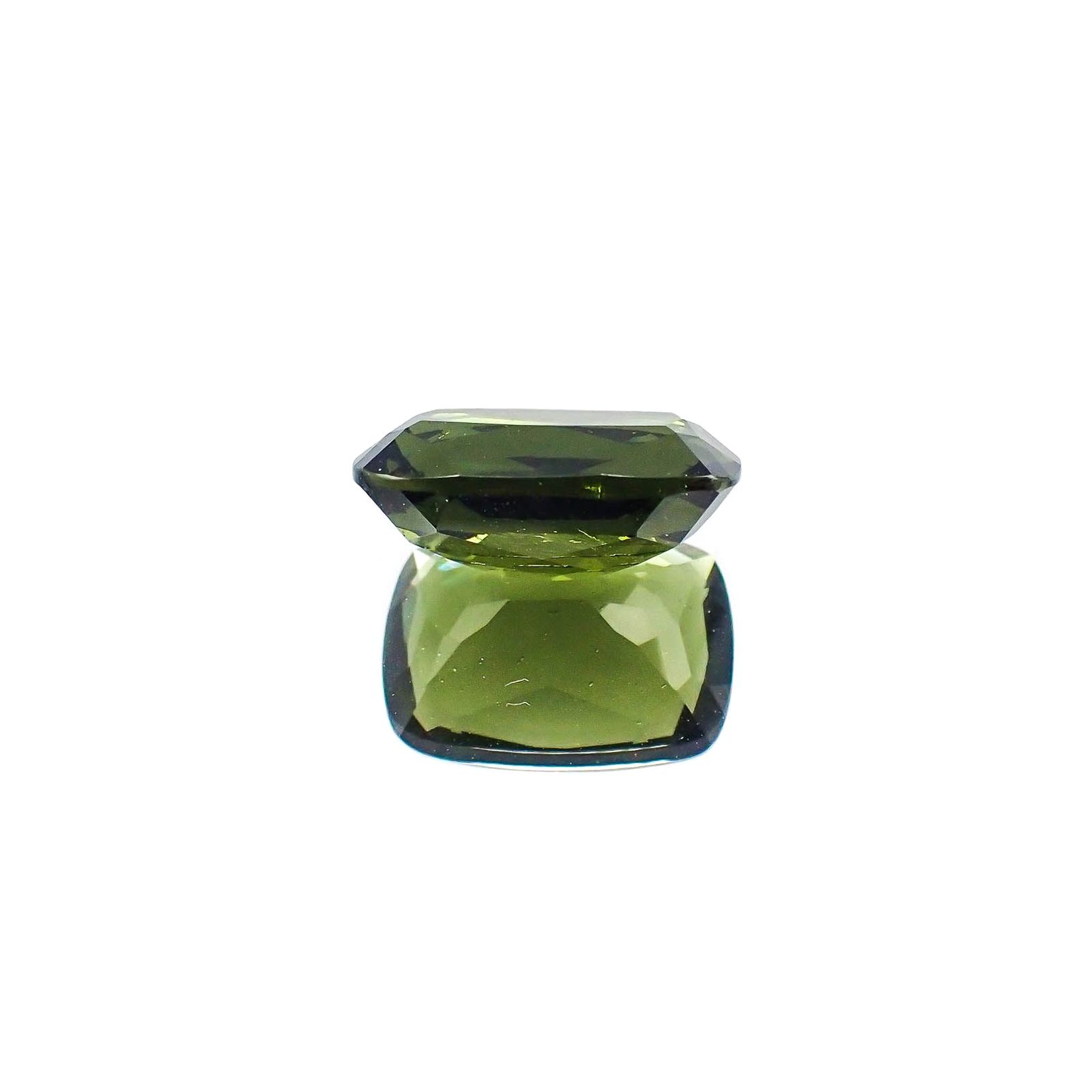 <ランダムセレクト1個販売> モルダバイト(宝石名モルダバイト) クッションカット 発見地：旧チェコスロバキア 11.90ct前後 識別済[20074006]18×13mm前後