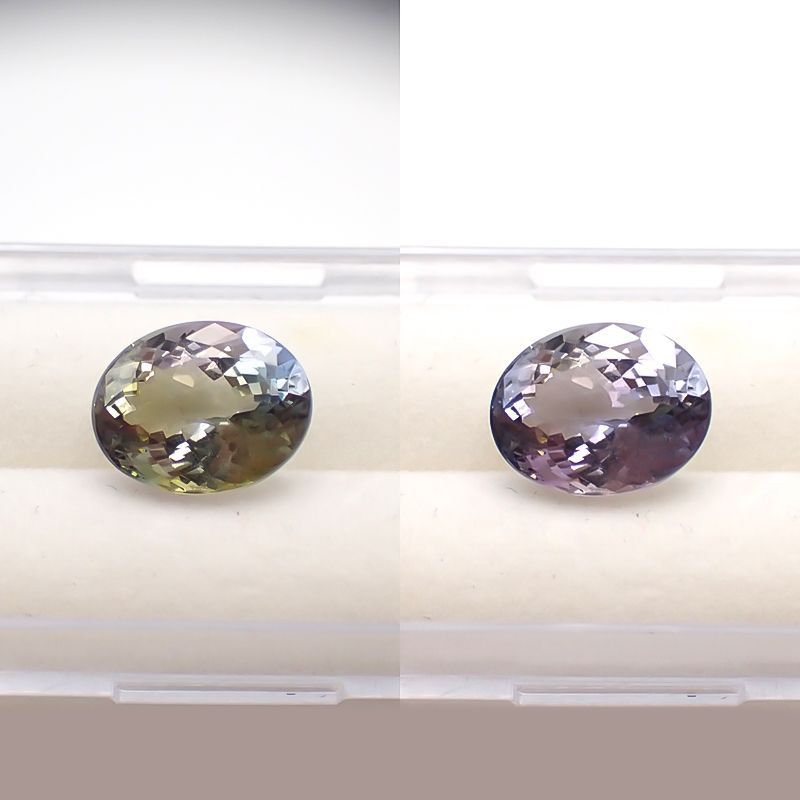 バイカラータンザナイト(宝石名ゾイサイト)タンザニア産 3.29ct 識別済[221119004]10.4x8.2mm前後