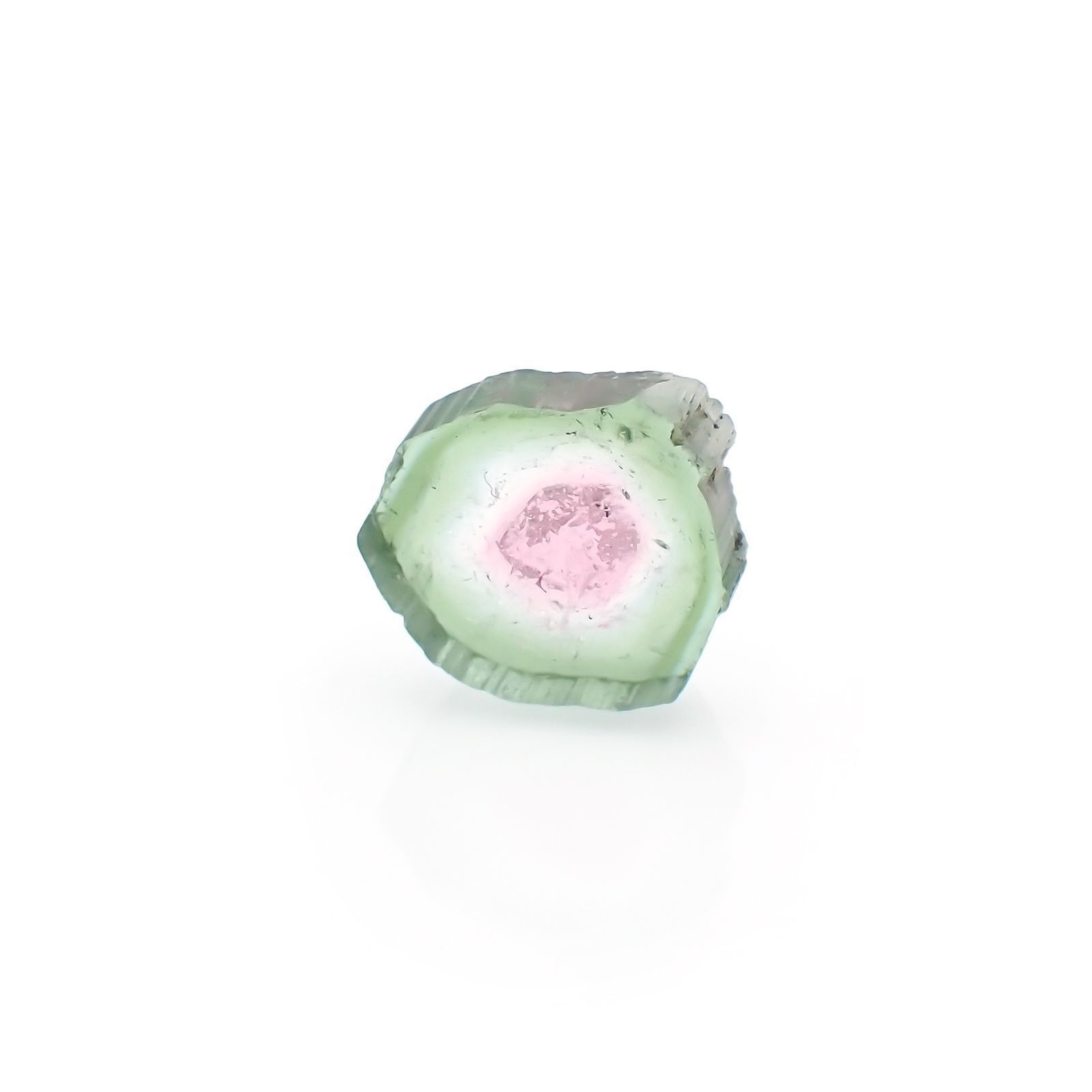 ウォーターメロントルマリン 原石スライス コンゴ民主共和国産 3.19ct / 9.5x10.6mm前後 [251018615]