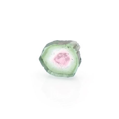 ウォーターメロントルマリン 原石スライス コンゴ民主共和国産 3.19ct / 9.5x10.6mm前後 [251018615]