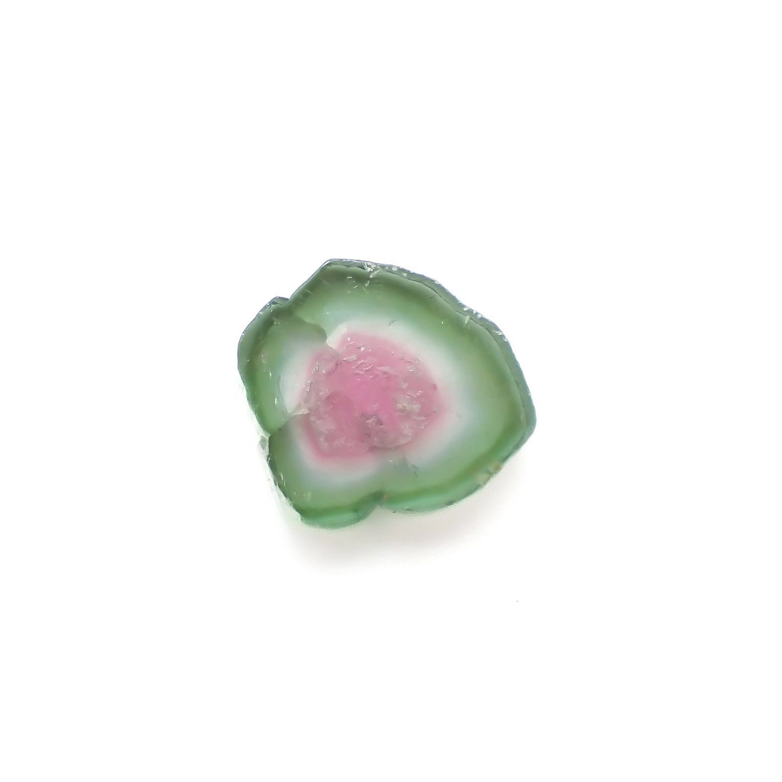 ウォーターメロントルマリン 原石スライス コンゴ民主共和国産 3.92ct / 11.1x10.8mm前後 [251018614]