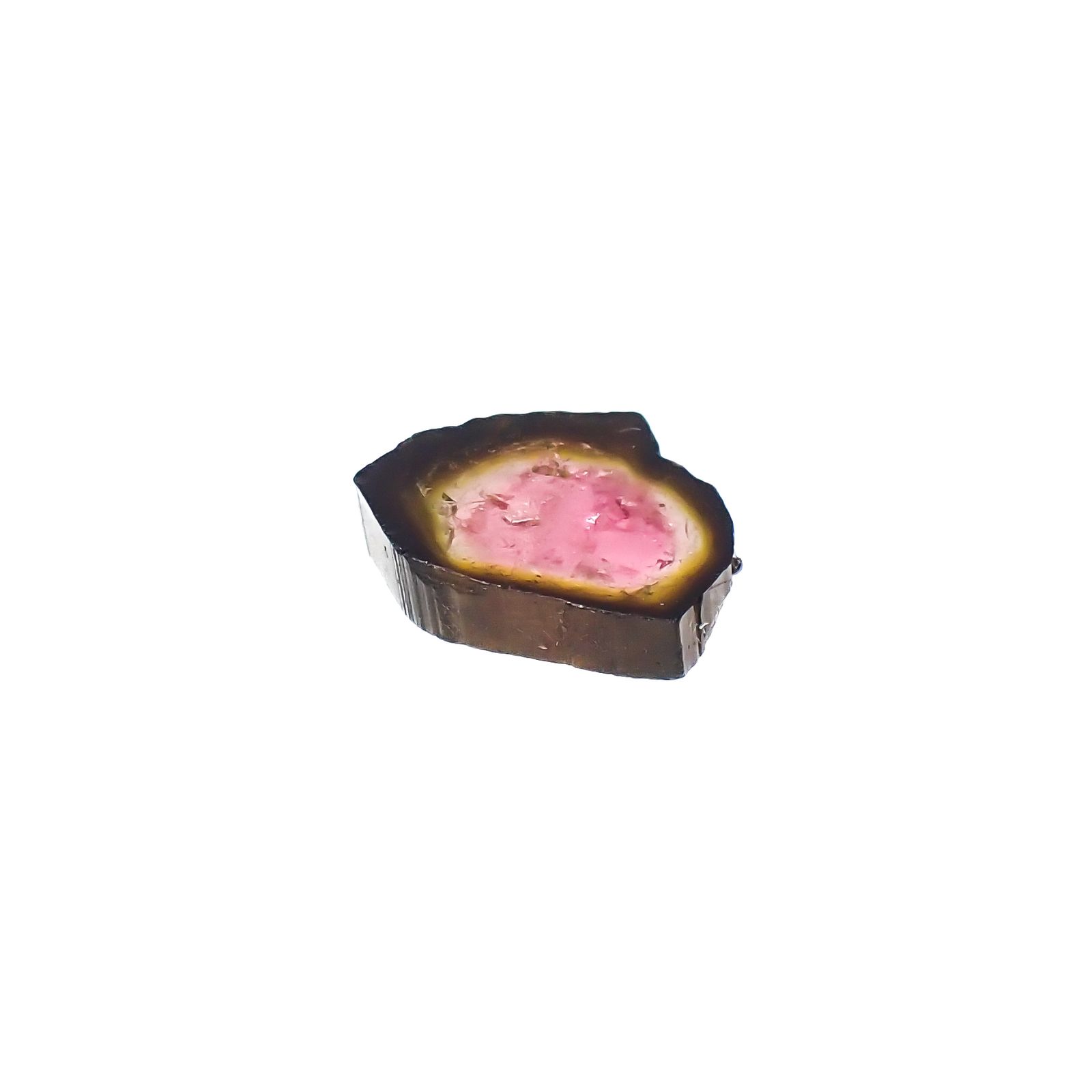 ウォーターメロントルマリン 原石スライス(宝石名トルマリン)ブラジル産 5.26ct 識別済[231023794]13.4x12mm前後