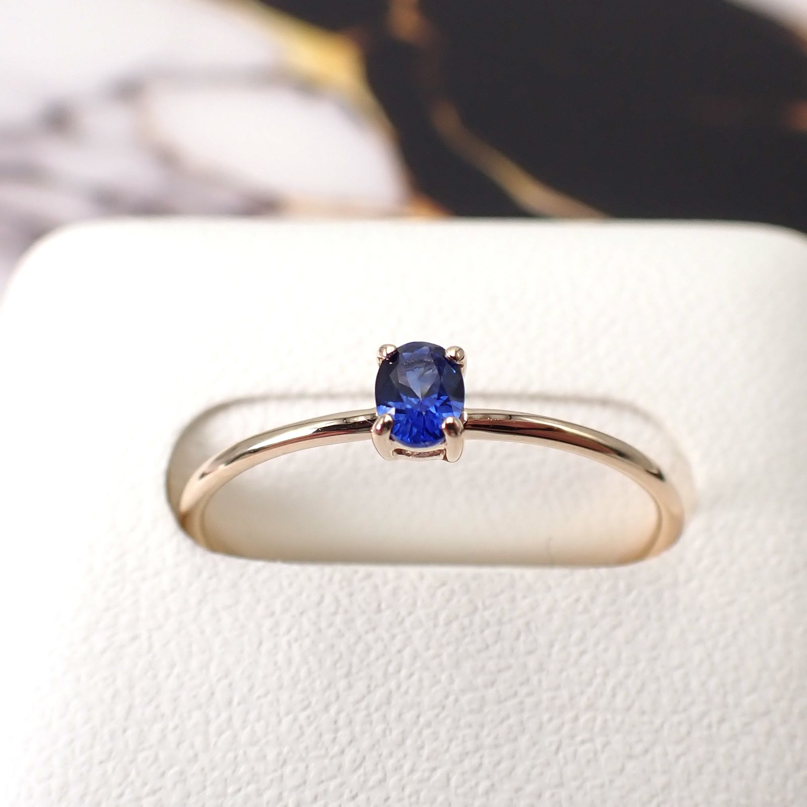 リング空枠：石留め▶サファイア（お客様製作例）