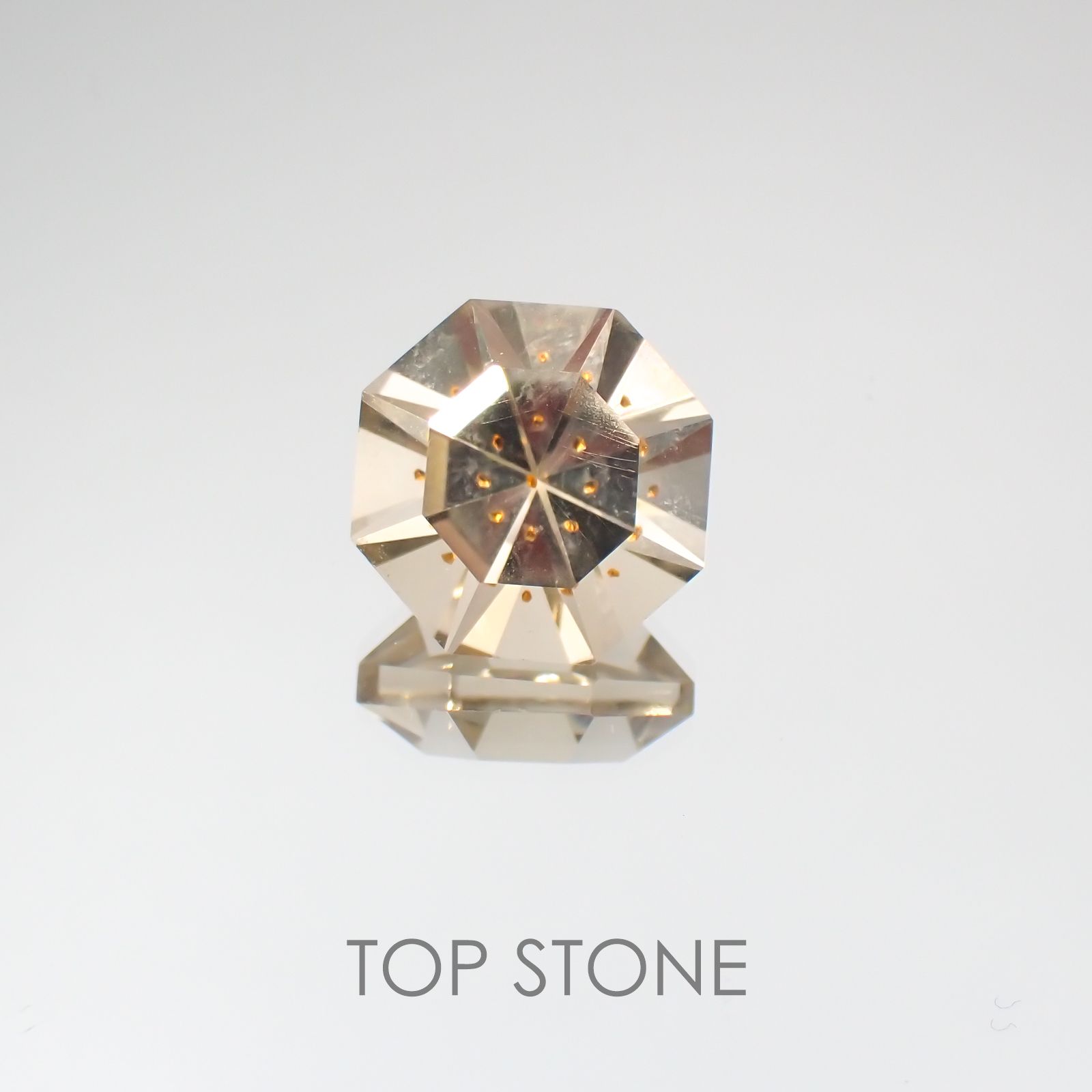◇オクタゴンカット◇ガーネットインスモーキークォーツ ブラジル産 11.28ct[210410528]13.9×14.1mm前後