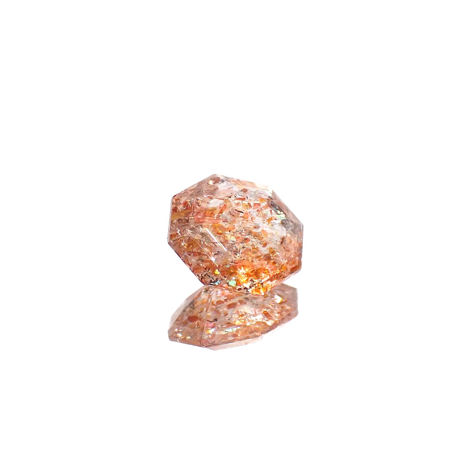 ◇オクタゴンカット◇イリュージョンサンストーン タンザニア産 0.79ct[240628264]6.4x6.4mm前後