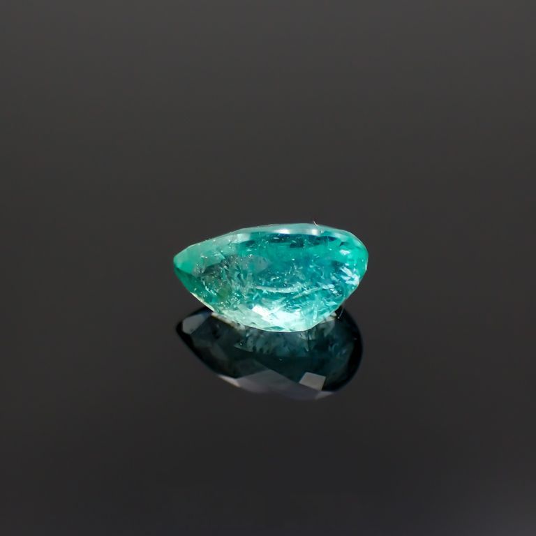 パライバトルマリン(宝石名トルマリン/別名パライバ・トルマリン)ブラジル・パライバ州バターリャ鉱山産 0.498ct ソ付(宝貴協)[221018793]6.2x3.7mm前後
