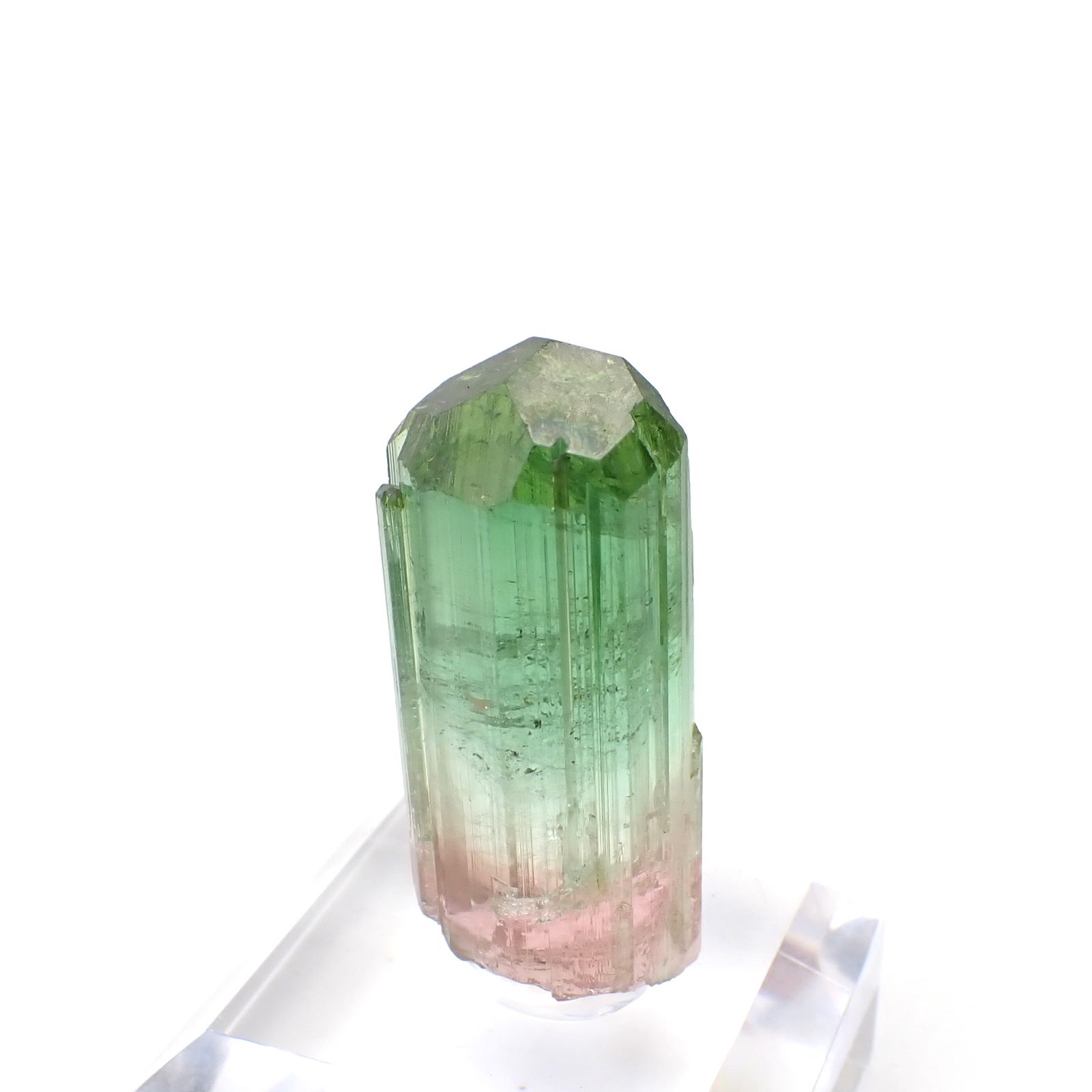 トルマリン柱状結晶原石 アフガニスタン・クナル州産 アクリル台座付き 95.18ct(19.03g) / 13.3x18.2x41.1mm前後 [260632365]