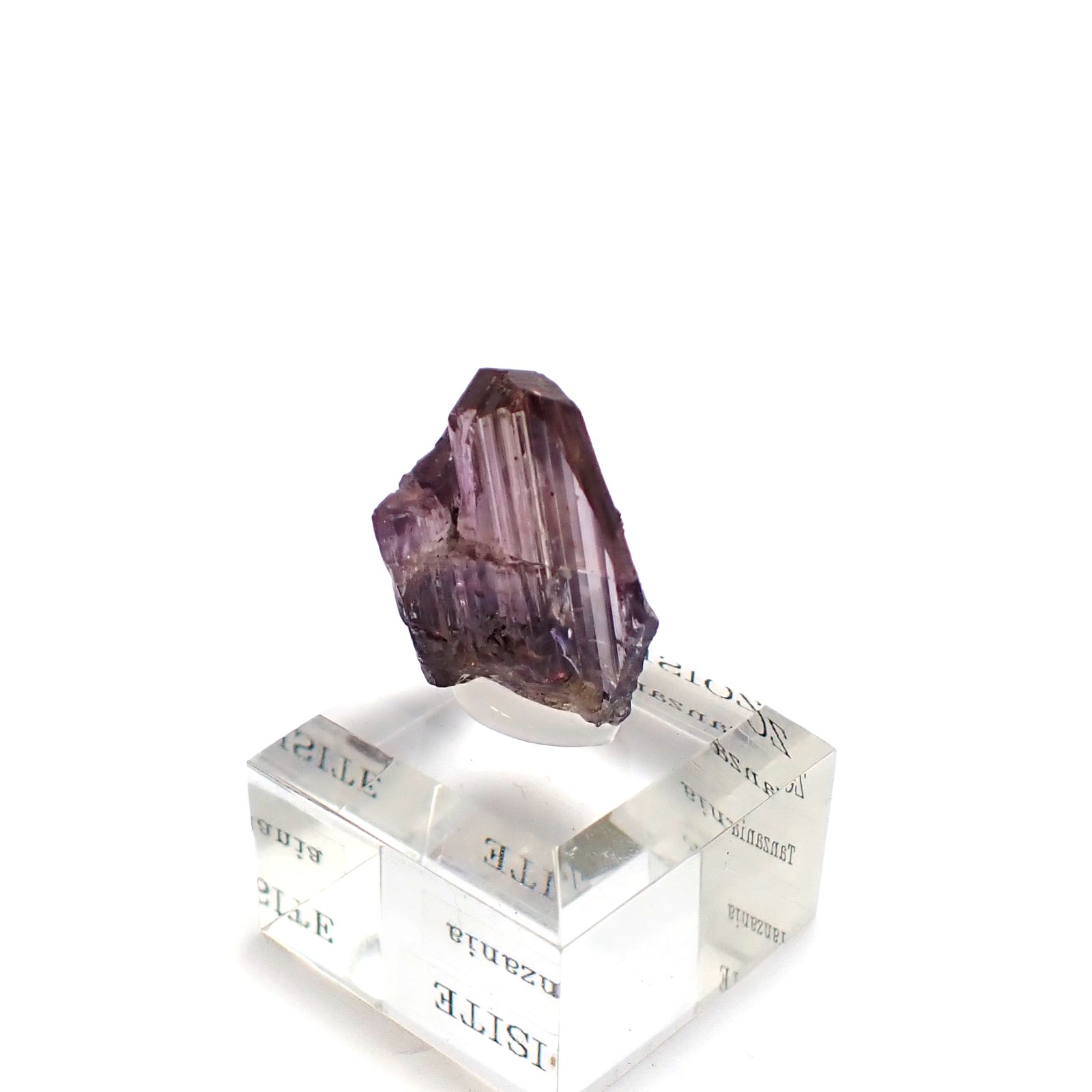 バイカラーゾイサイト原石 タンザニア産 アクリル台座付き 36.32ct(7.26g) / 11x17.9x26.5mm前後 [260632370]