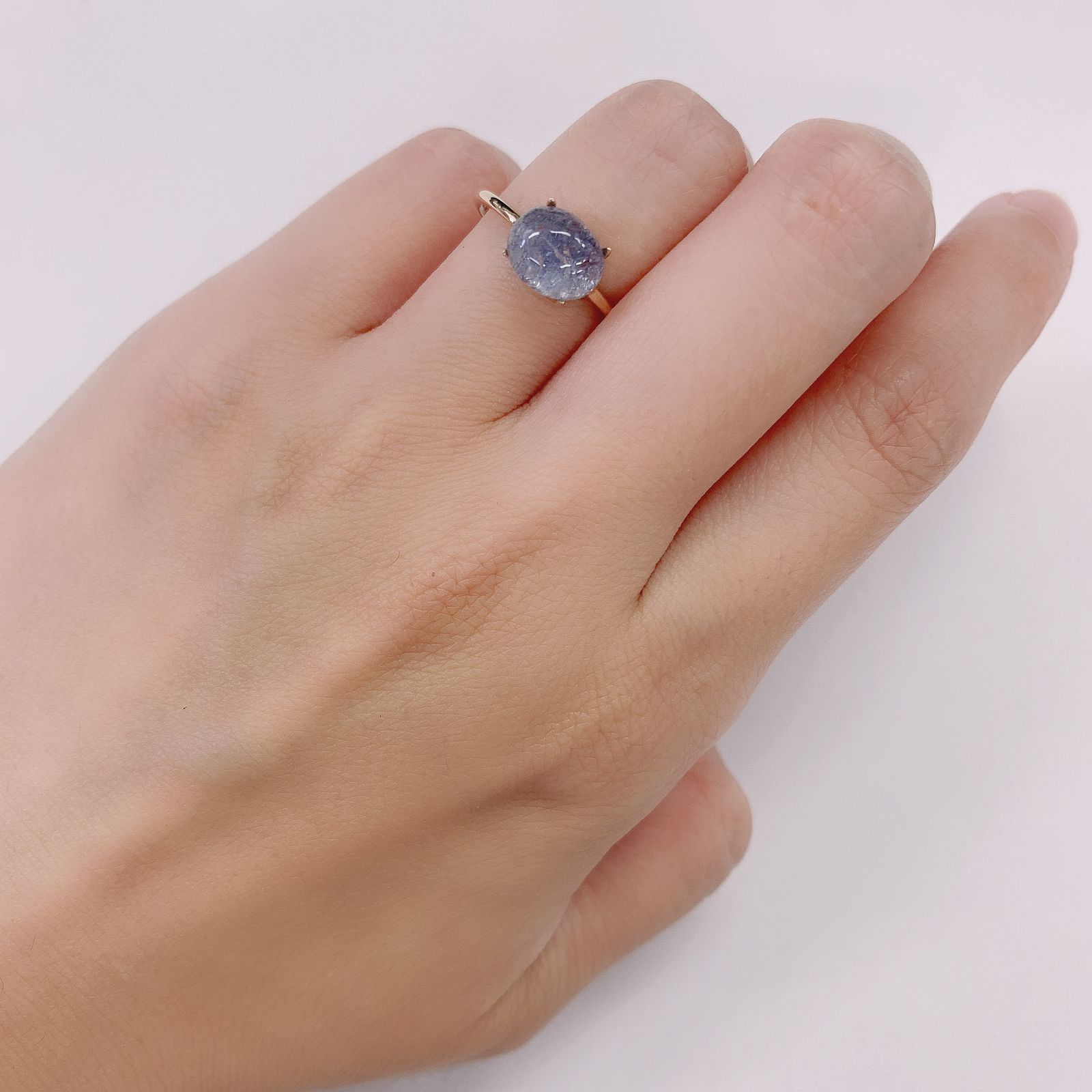 デュモルチェライトインクォーツ ブラジル産 1.79ct[210913184]8.2×6.9mm前後