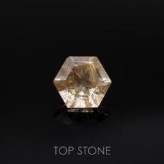 ◇ヘキサゴンカット◇ルチルクォーツSA(宝石名ルチルレイテッド・クォーツ)ブラジル産 0.92ct 識別済[220817470]6.1x6.1mm前後