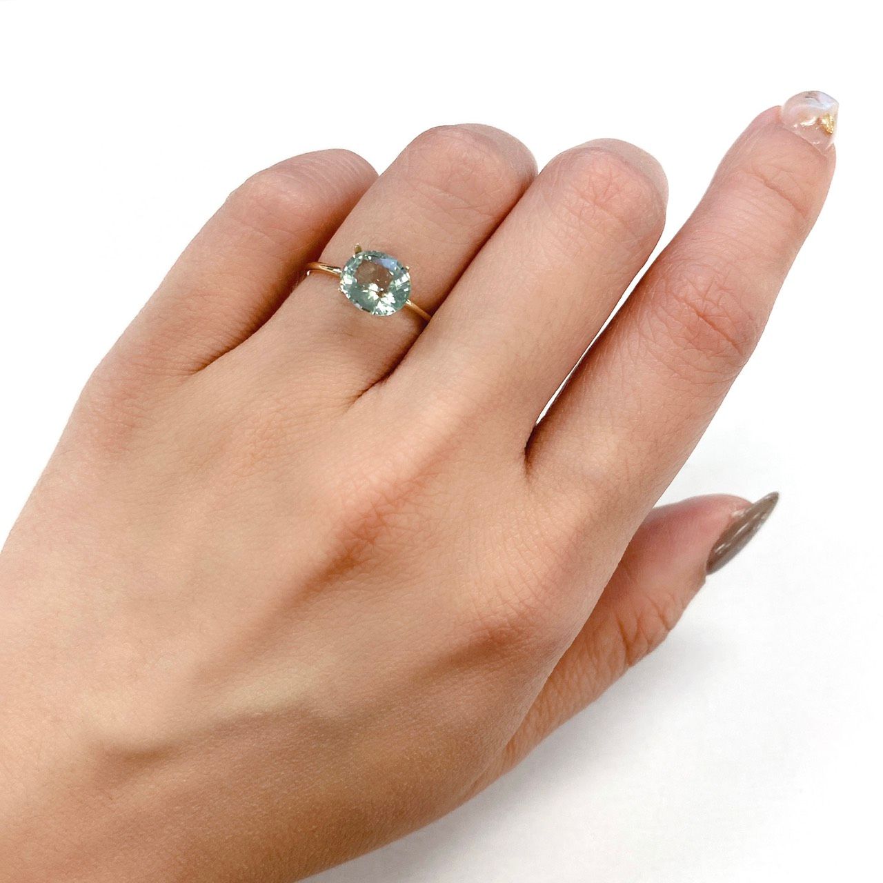 ミントトルマリン(宝石名ライトグリーン・トルマリン) ルワンダ産 1.659ct ソ付(彩珠)[210510002]8.3×7.3mm前後