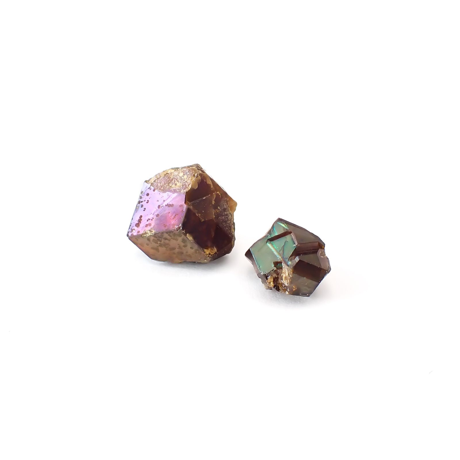 レインボーガーネット原石2個セット 日本・奈良県産 16.16ct(2pcs合計) / 8.8-12.3x8.7-11.8mm前後 [260432075]