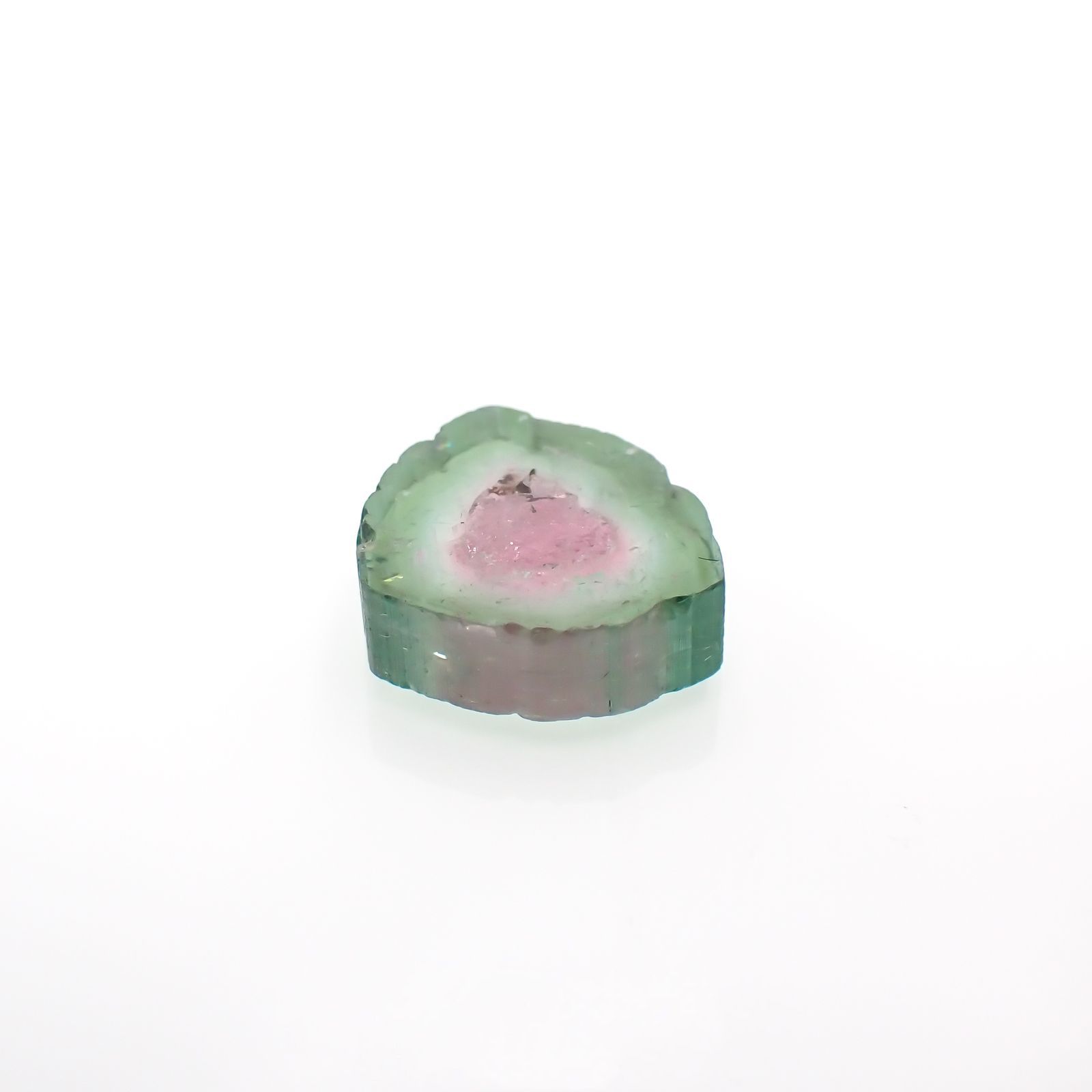 ウォーターメロントルマリン 原石スライス コンゴ民主共和国産 4.70ct[221018612]11.5x10.7mm前後