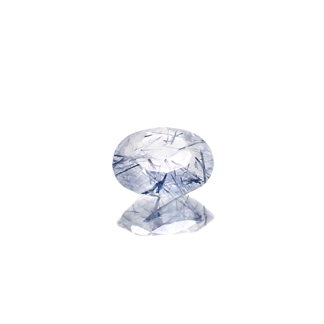インディゴライトインクォーツ ブラジル産 3.14ct [241229601]11.6x8.7mm前後
