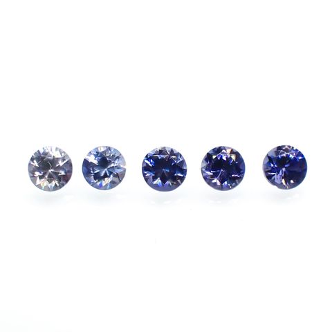 ベニトアイト カラーグラデーション5個セット アメリカ・カリフォルニア州サンベニト産 0.26ct(5pcs合計)[220616634]2.2-2.3x2.2-2.3mm前後