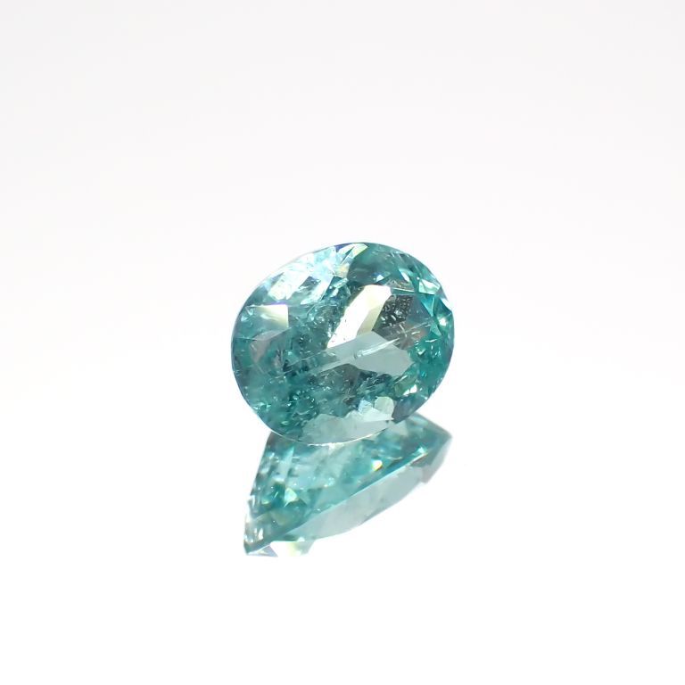 パライバトルマリン(宝石名トルマリン/別名パライバ・トルマリン)ブラジル・キントス鉱山産 0.642ct ソ付(宝貴協)[221018738]6.1x4.7mm前後