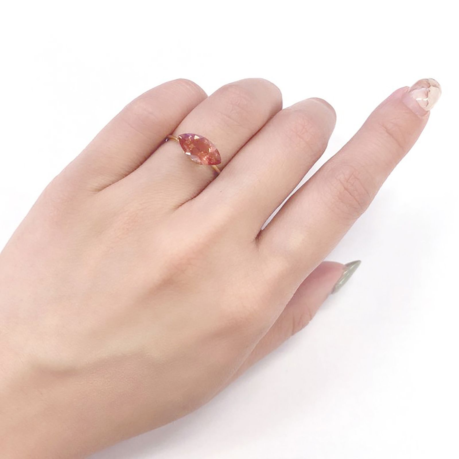 オレゴンサンストーン(宝石名ラブラドライト) アメリカ・オレゴン州産 1.69ct 識別済[210410387]12.1×6.2mm前後