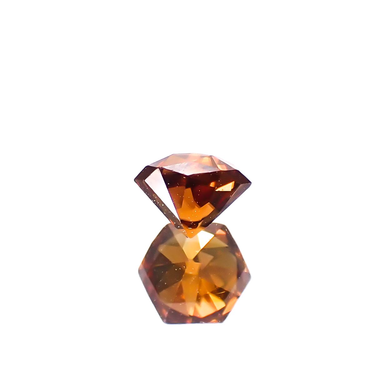 ◇ヘキサゴンカット◇オレンジジルコン(宝石名ジルコン)スリランカ/カンボジア産 0.44ct 識別済[241129491]3.9x3.8mm前後
