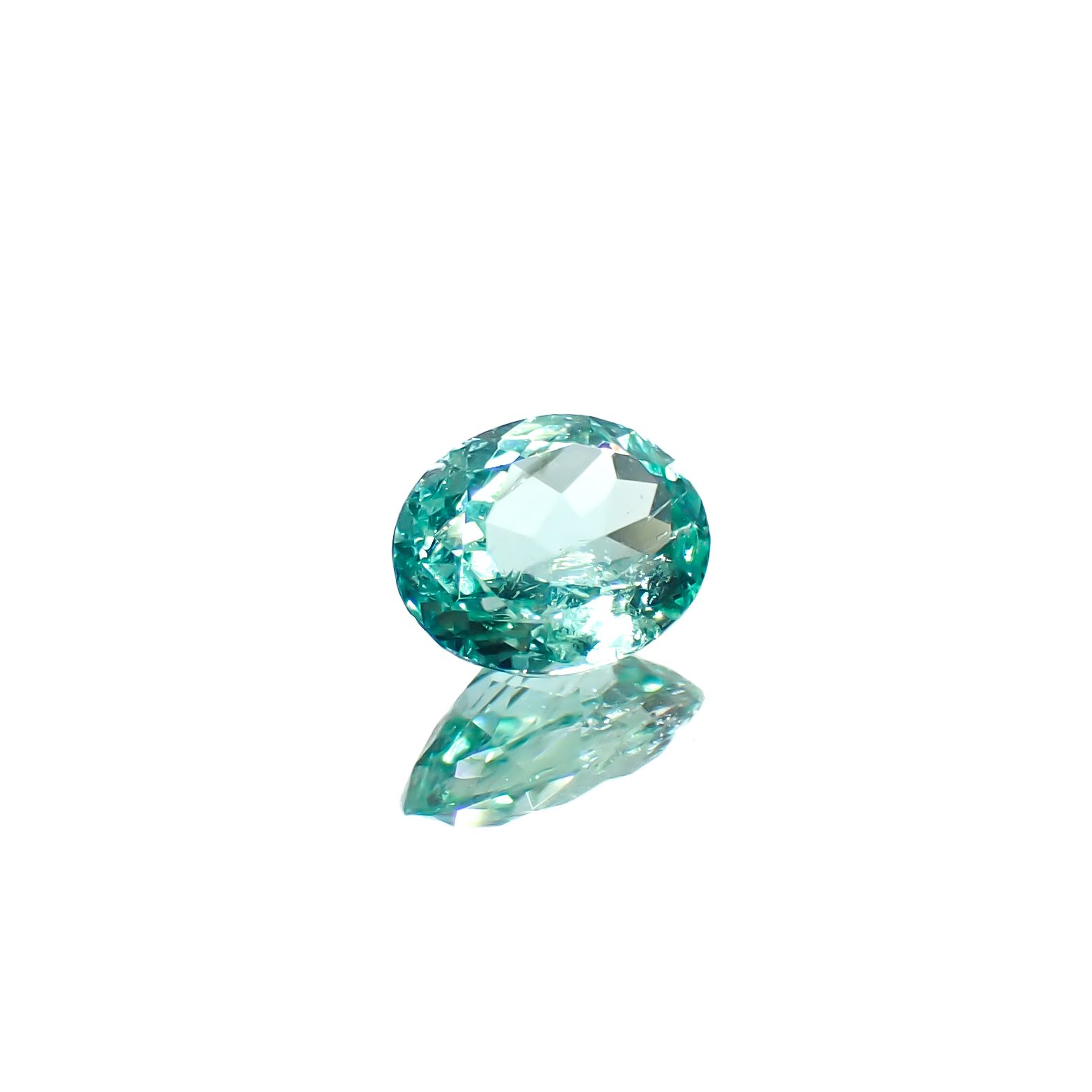 パライバトルマリン(宝石名トルマリン/別名パライバ・トルマリン)ブラジル・キントス鉱山産 0.42ct 識別済[240928719]5.7x4.3mm前後