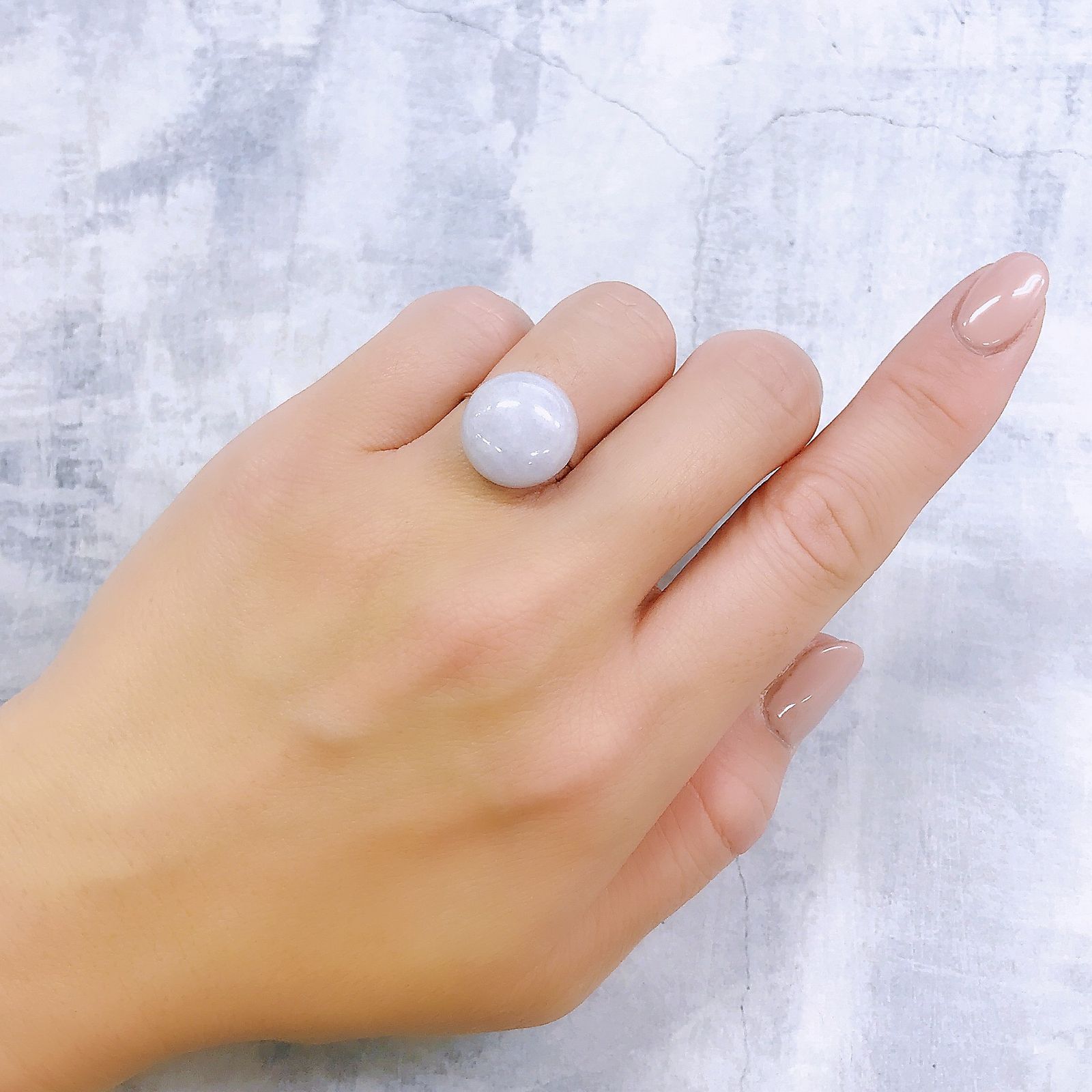 ラベンダー翡翠 ビルマ産 14.34ct[221219378]14.4x14.3mm前後