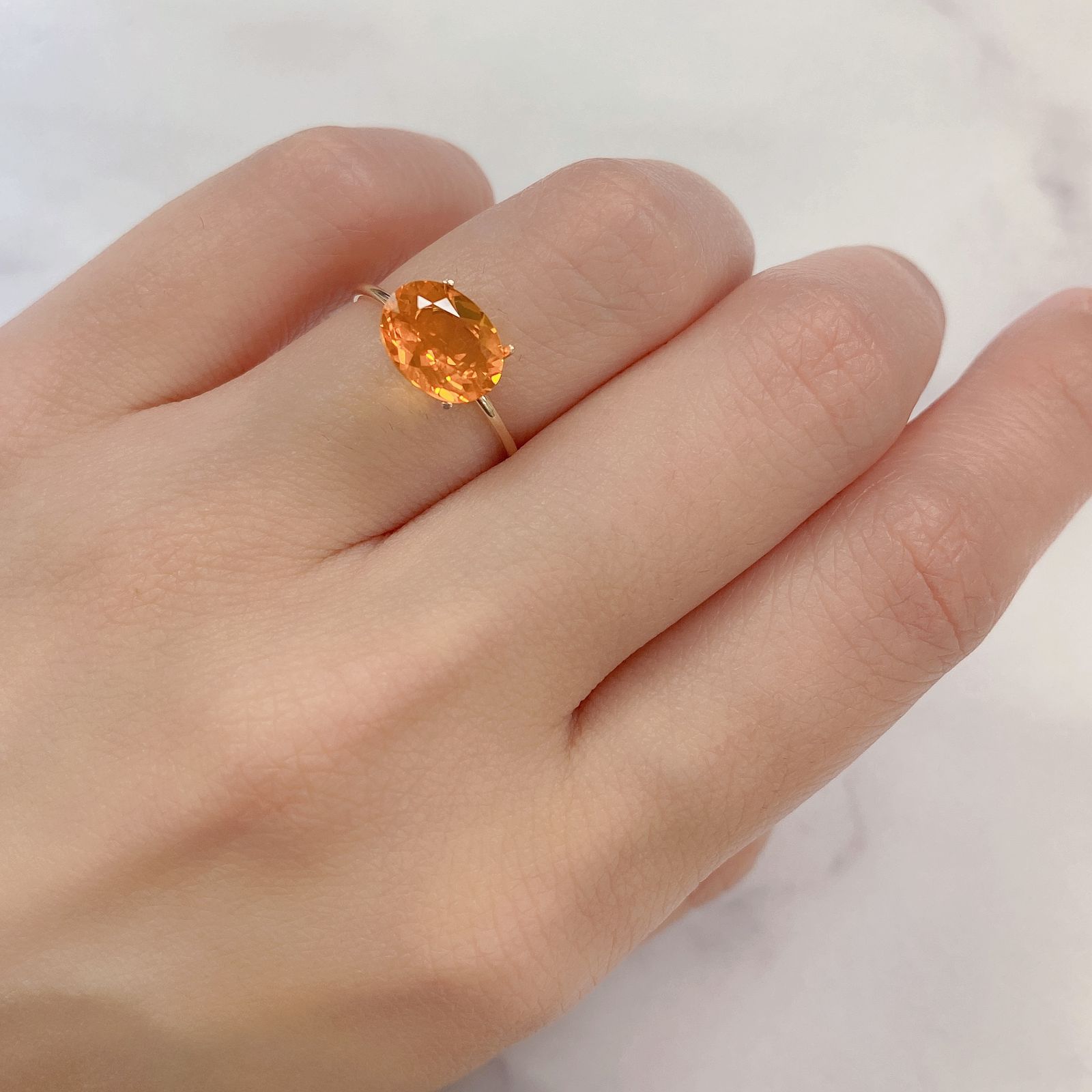 ファイヤーオパール(宝石名ファイヤー・オパール) メキシコ産 0.98ct 識別済[20085089]8.6×6.9mm前後