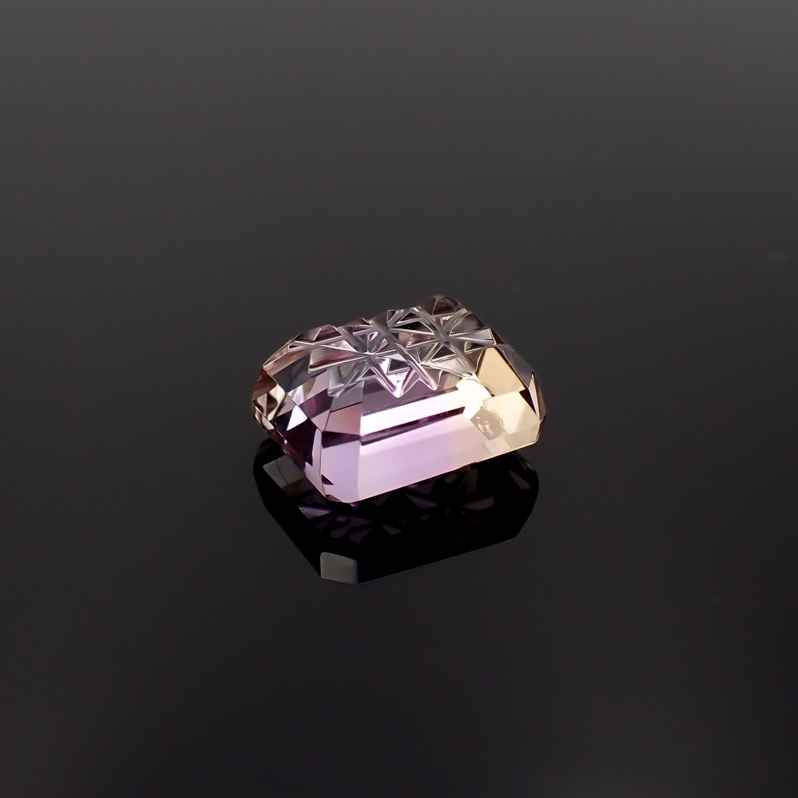 ◇甲州貴石切子Plus Three◇アメトリン カード付き ブラジル産 4.38ct[231225074]10.5x8.2mm前後