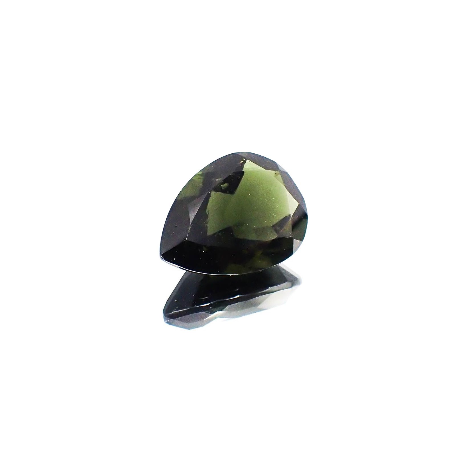 <ランダムセレクト1個販売> モルダバイト(宝石名モルダバイト) ペアシェイプカット 発見地：旧チェコスロバキア 12.50ct前後 識別済[20073978]20×15mm前後