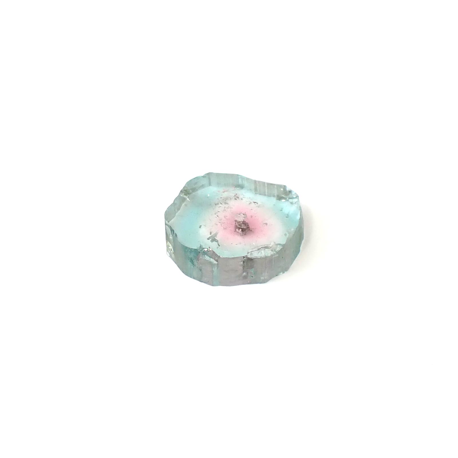 ウォーターメロントルマリン 原石スライス アフガニスタン産 3.23ct [250430214]11x9.6mm前後