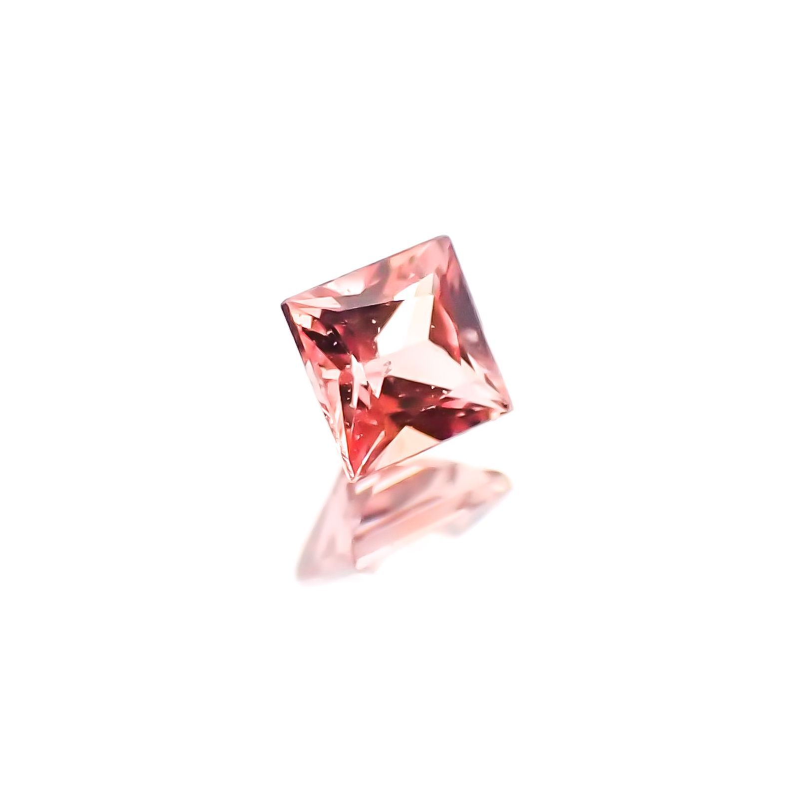 ◇プリンセスカット◇パパラチャサファイア ソーティング付き スリランカ産 ルース 0.096ct[20117822]2.4×2.4mm前後
