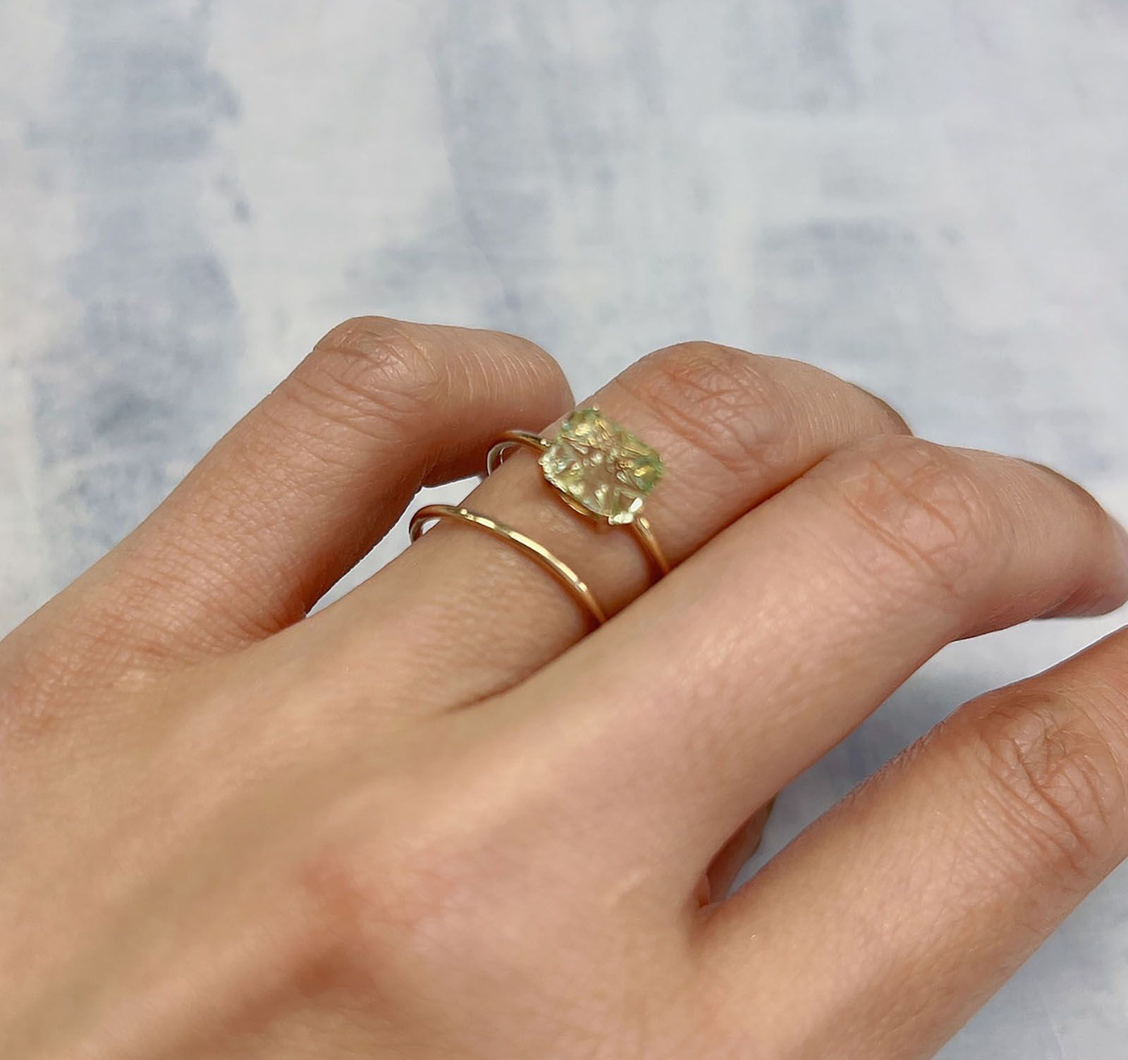 ◇甲州貴石切子Plus Three◇ミントトルマリン(宝石名トルマリン)カード付き ルワンダ産 1.189ct ソ付(彩珠)[220113927]7.6x5.8mm前後