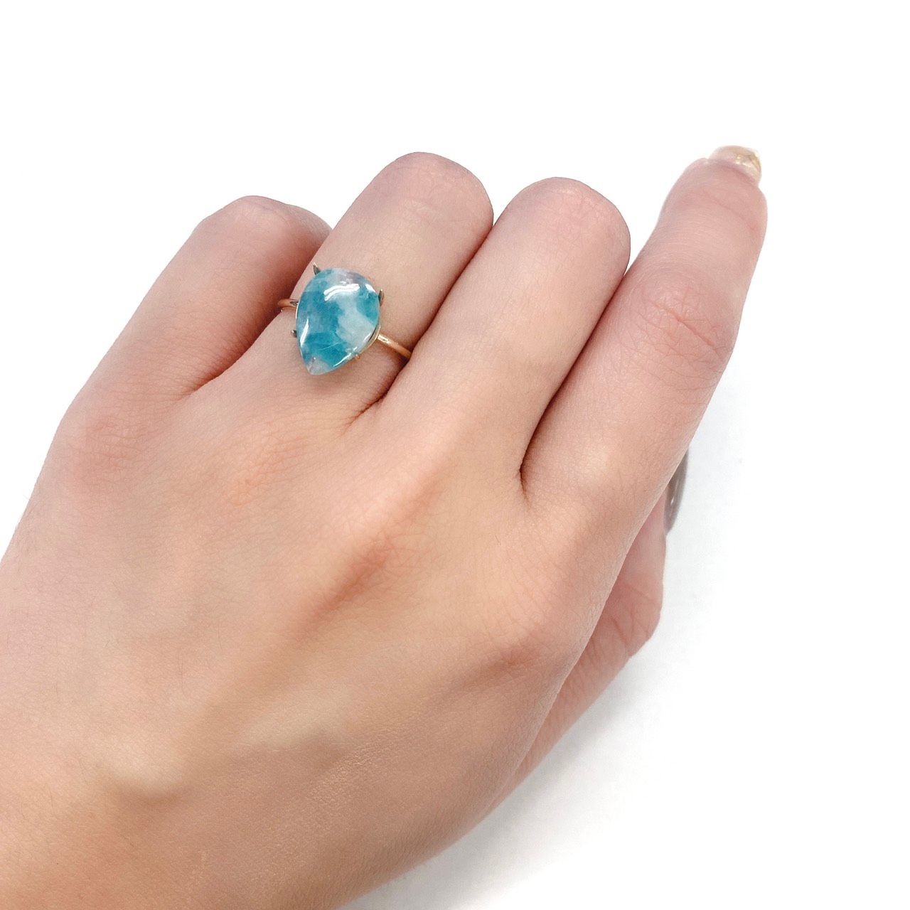 パライバトルマリンインクォーツ ブラジル産 ルース 2.47ct[210510845]12.9×9.1mm前後