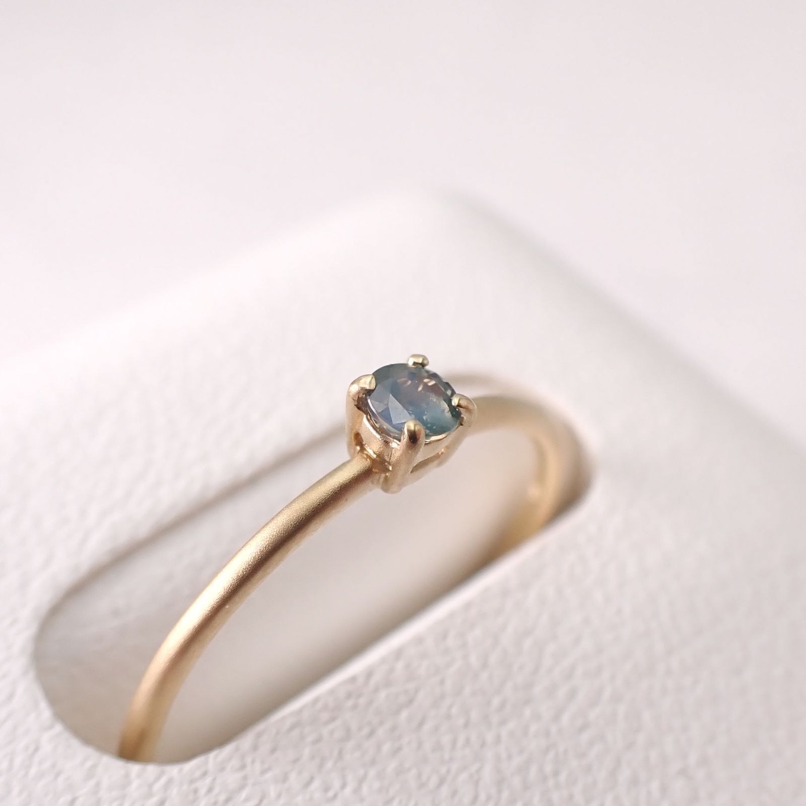 リング空枠：石留め▶アレキサンドライトキャッツアイ（お客様製作例）