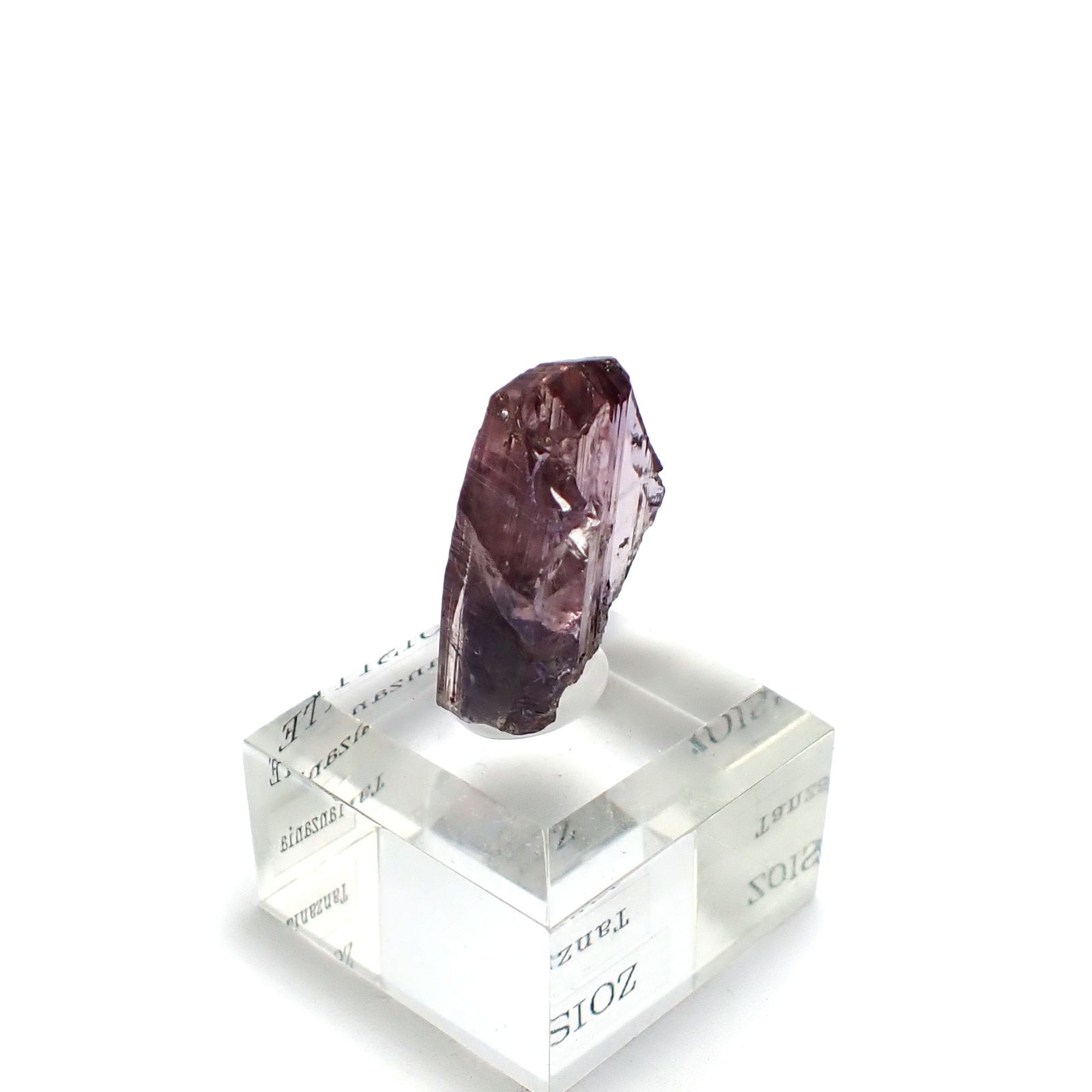 バイカラーゾイサイト原石 タンザニア産 アクリル台座付き 36.32ct(7.26g) / 11x17.9x26.5mm前後 [260632370]