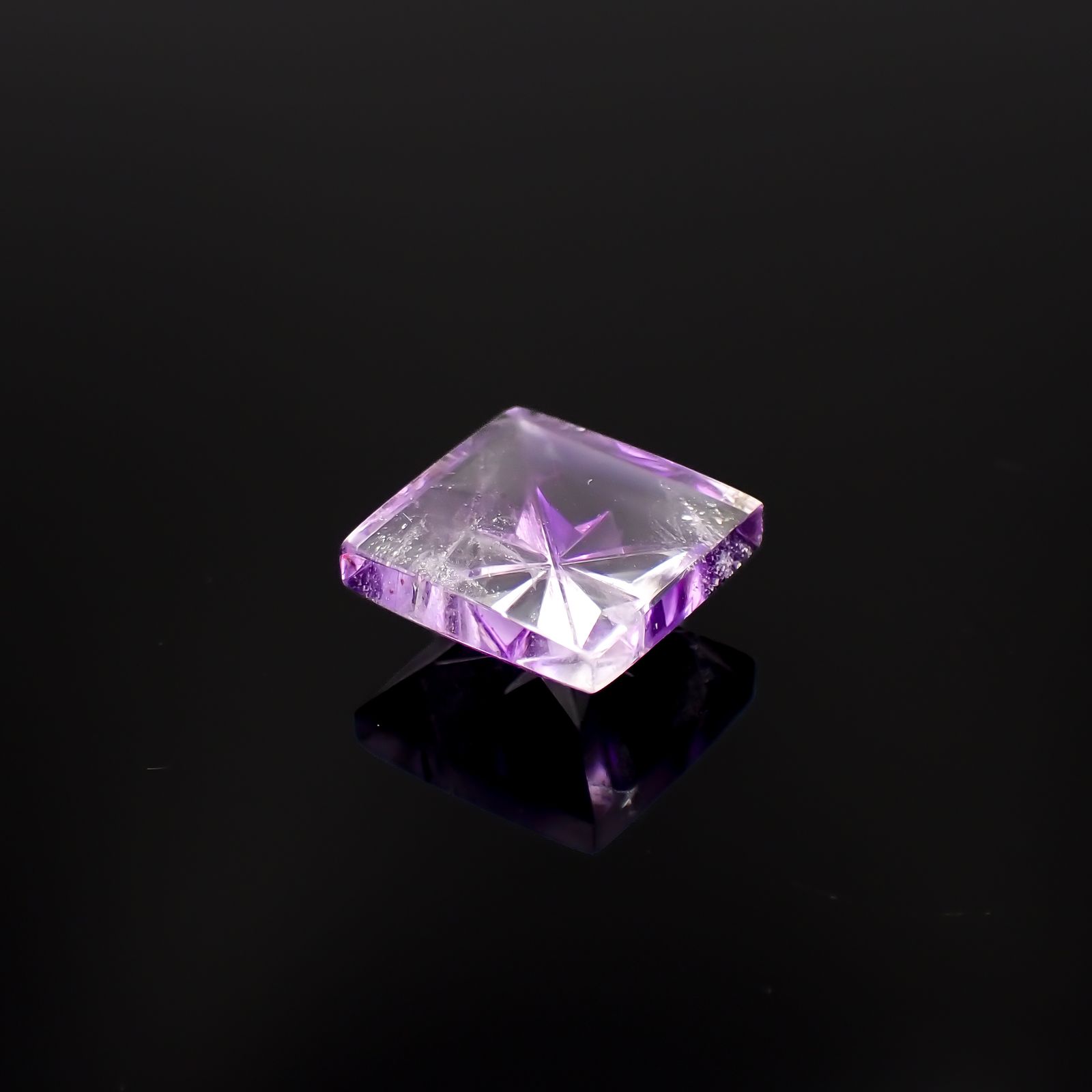◇甲州貴石切子Plus Three◇アメジストエレスチャル カード付き ブラジル産 7.04ct[230321248]11.9x11.7mm前後