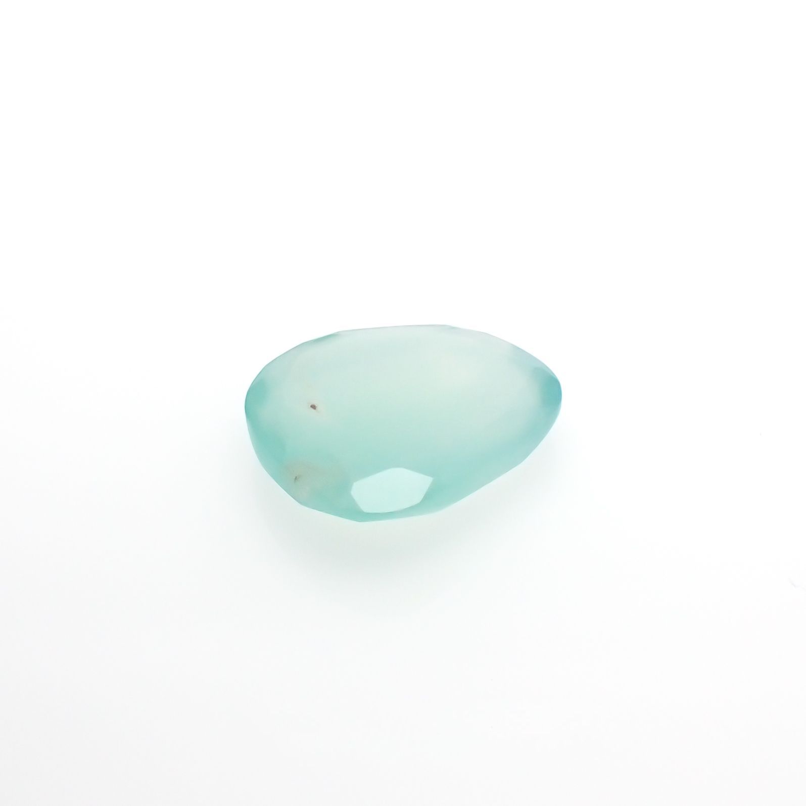 ◇ローズカット◇アクアプレーズ(宝石名ブルー グリーン・カルセドニー)南アフリカ産 4.55ct 識別済[230421887]14.2x11.6mm前後