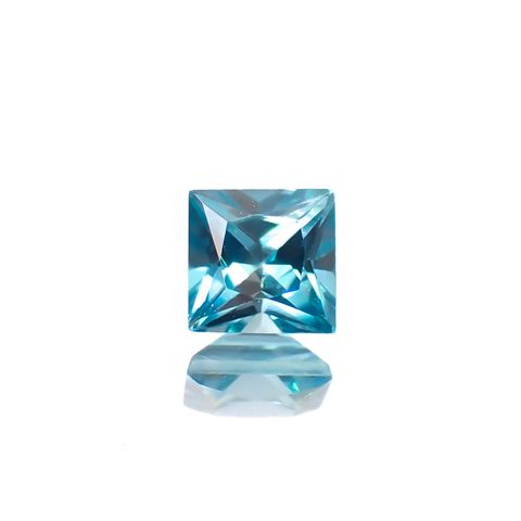 ◇プリンセスカット◇ブルージルコン カンボジア産 0.52ct [241229631]4x3.9mm前後