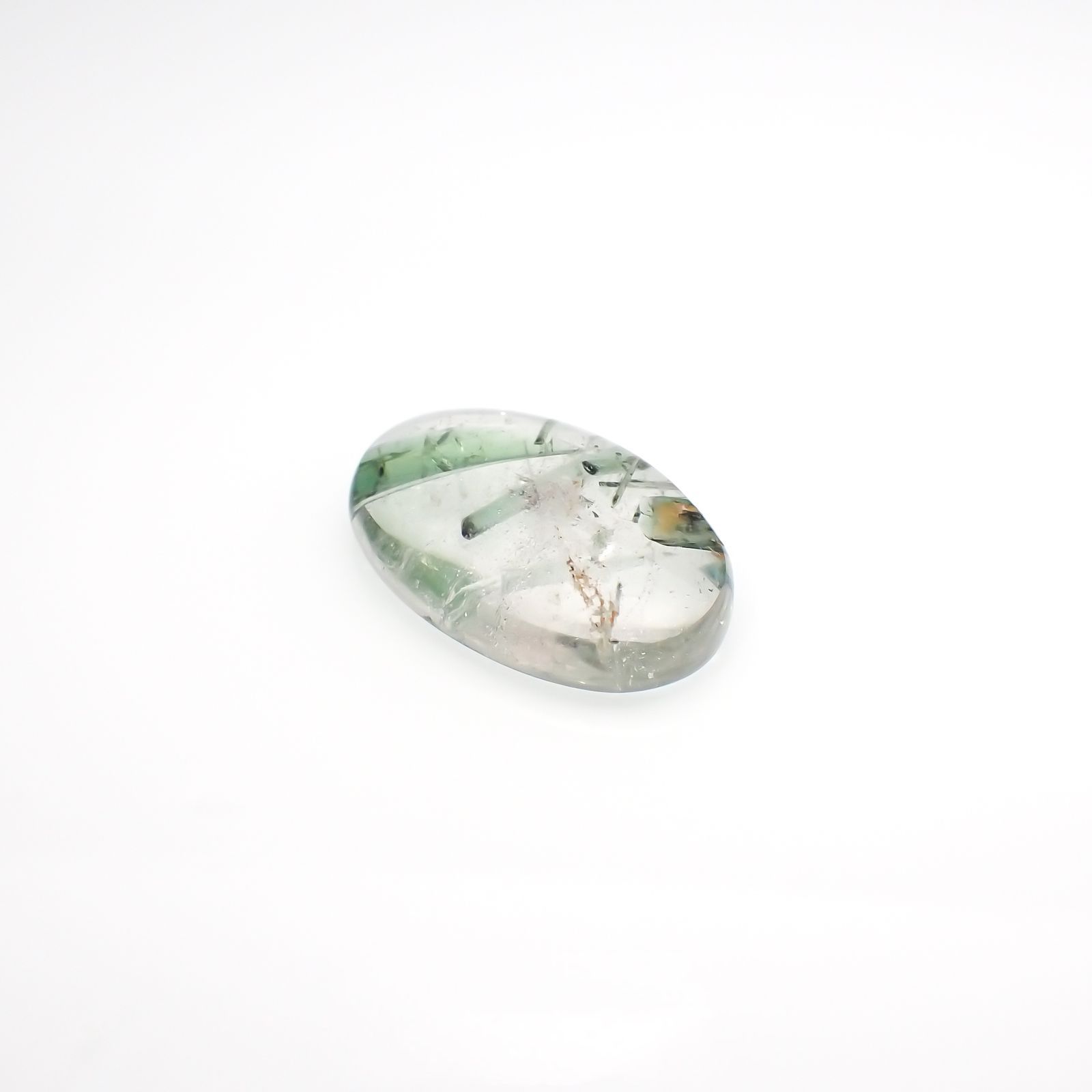 グリーントルマリンインクォーツ ブラジル・ミナスジェライス州産 13.75ct[221018304]22.7x14.6mm前後
