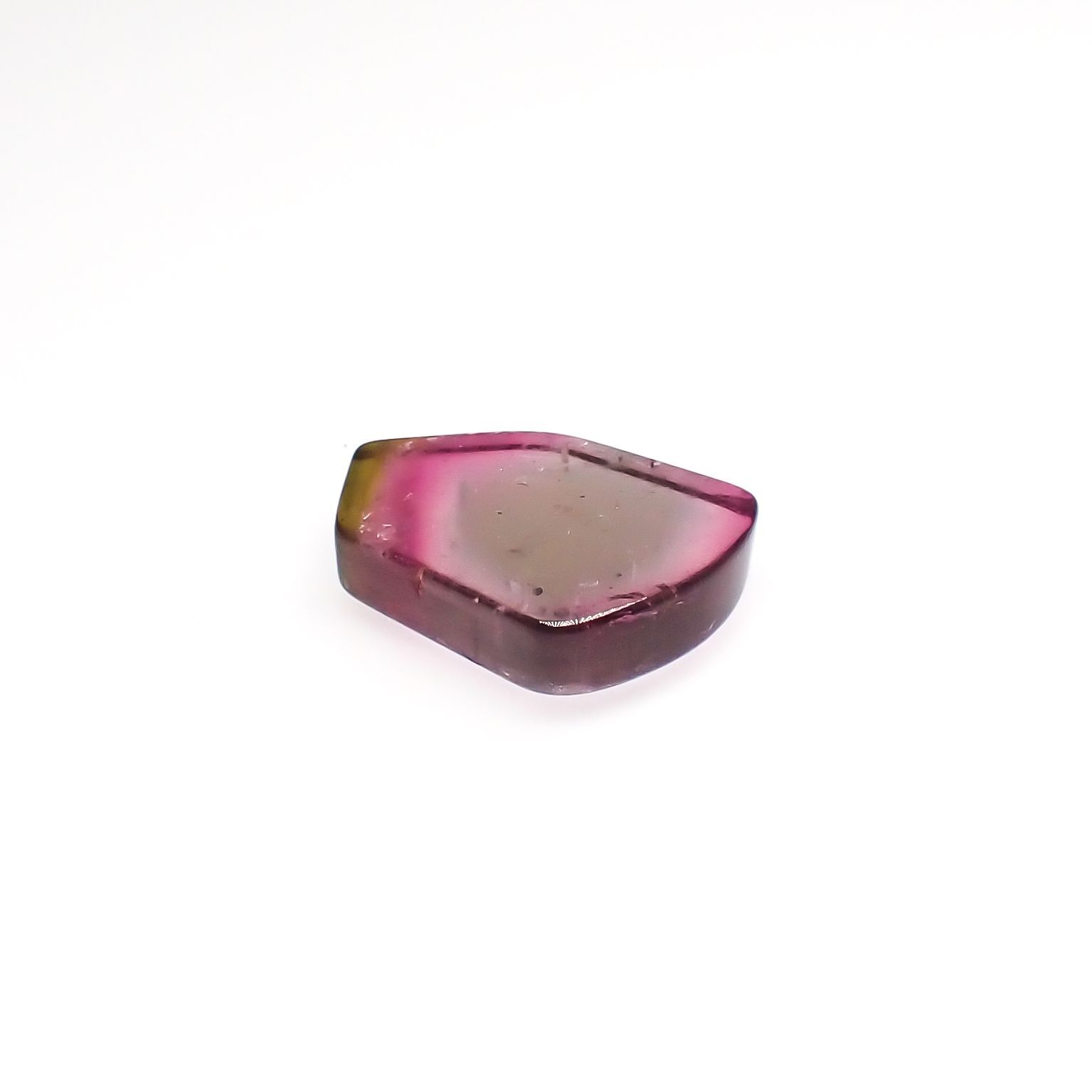 ウォーターメロントルマリン 原石スライス  ブラジル産 4.37ct[221018619]13.2x10.2mm前後