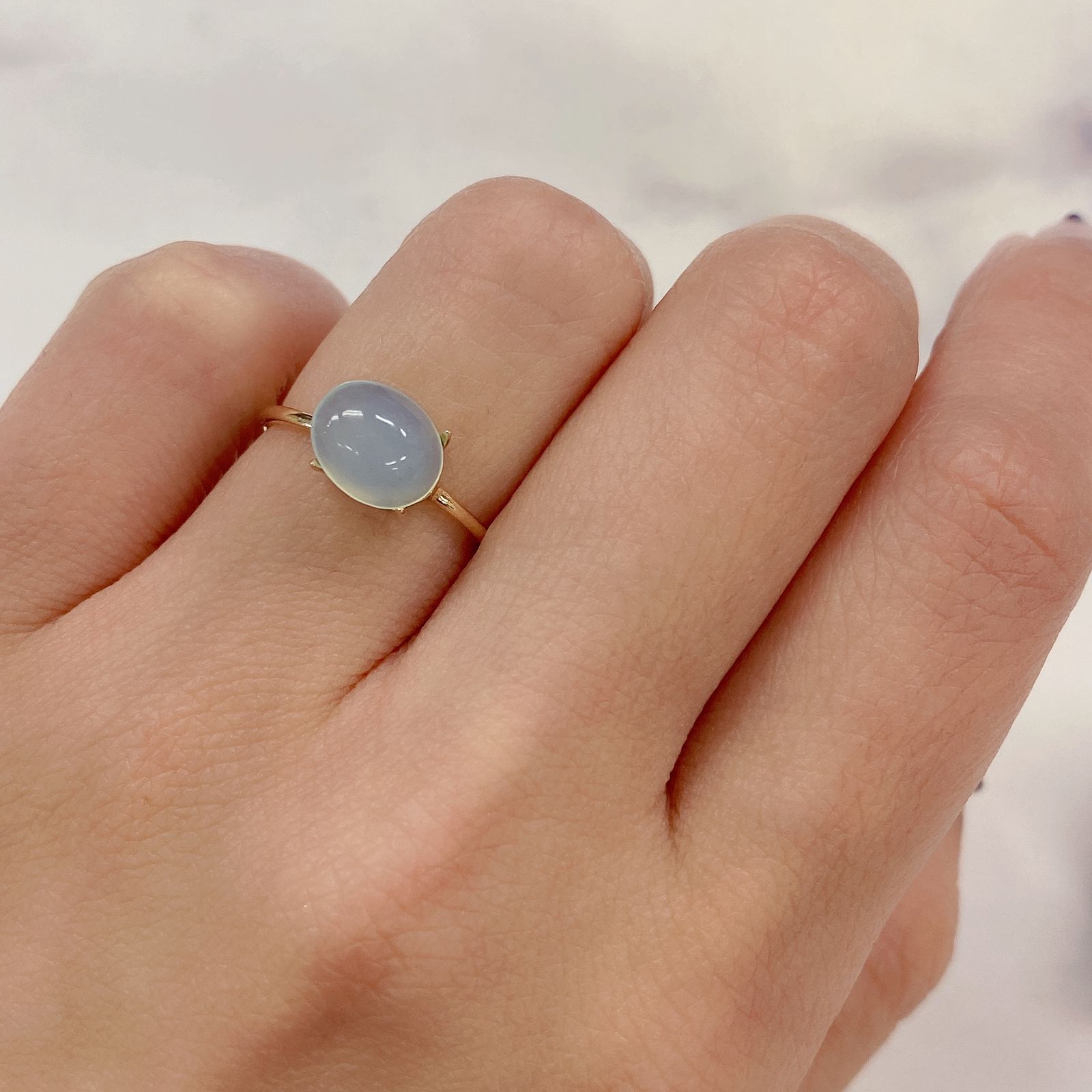 ブルーオパール(宝石名コモンオパール) ペルー産 1.21ct 識別済[21019182]8.7×7mm前後